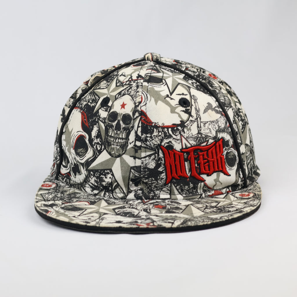 Thrifted No Fear Red Embroidered Logo Flat Brim Skate Cap