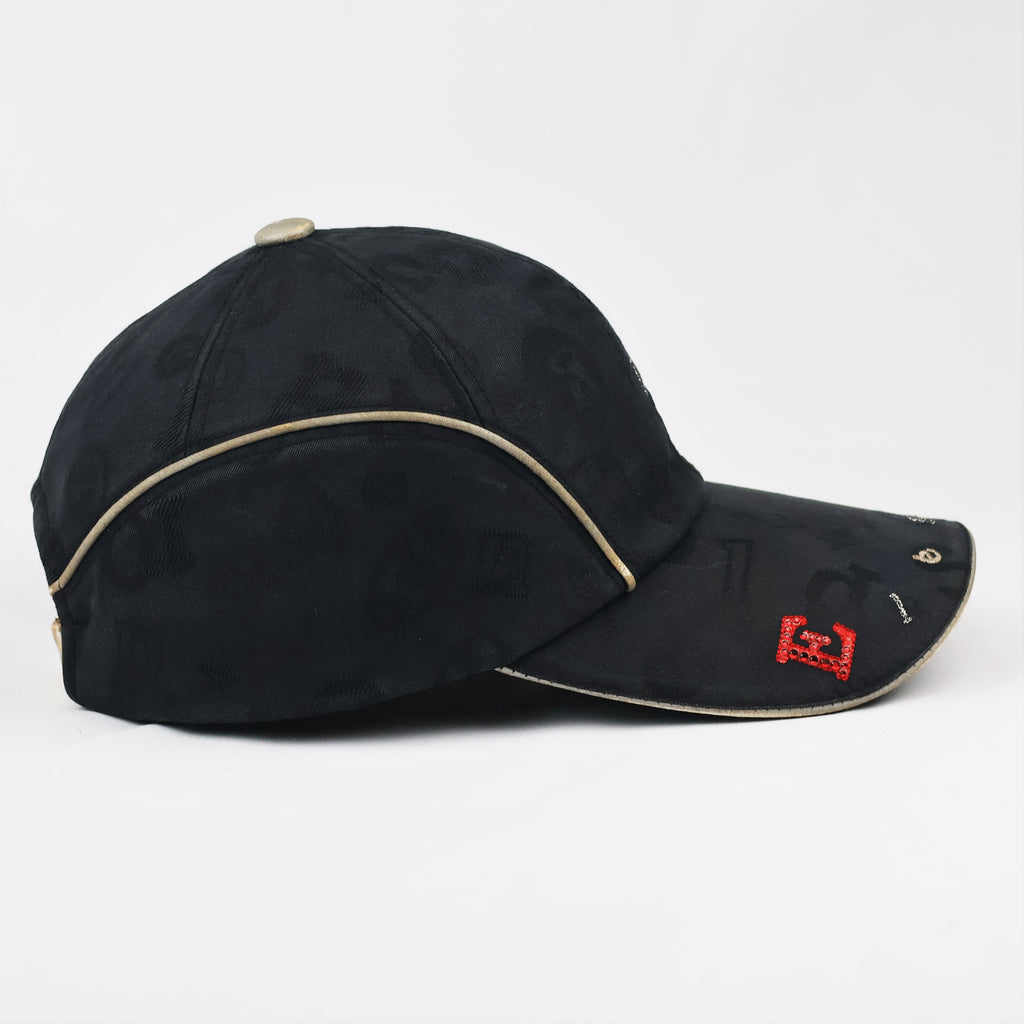 Thrifted Elégance Sports Luxury Black Graphic Strapback Hat