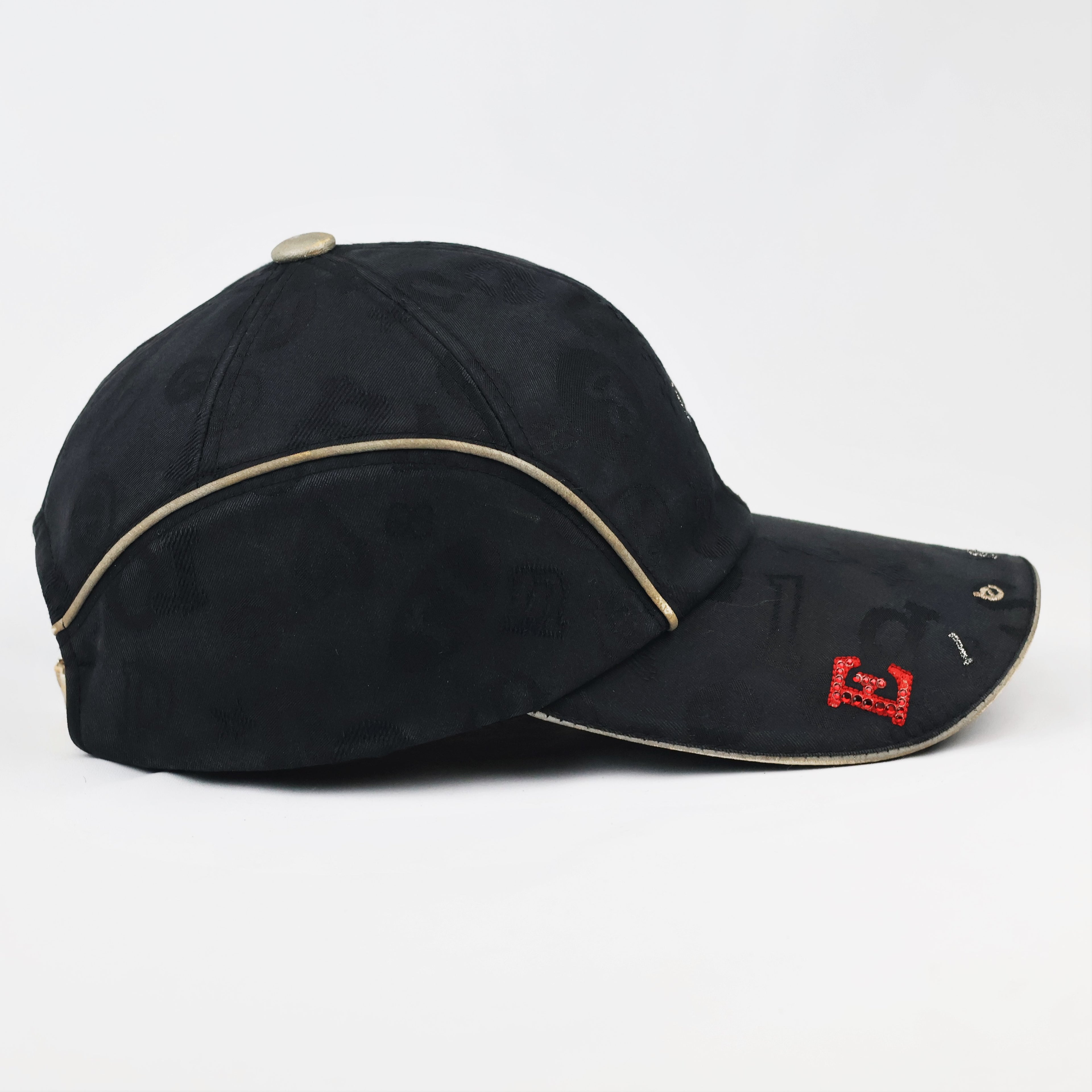 Thrifted Elégance Sports Luxury Black Graphic Strapback Hat