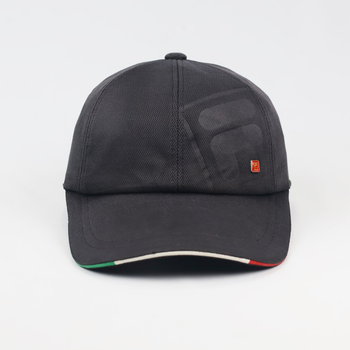 Authentic FILA Italia Performance Thrifted Cap - Black with Tricolor Trim