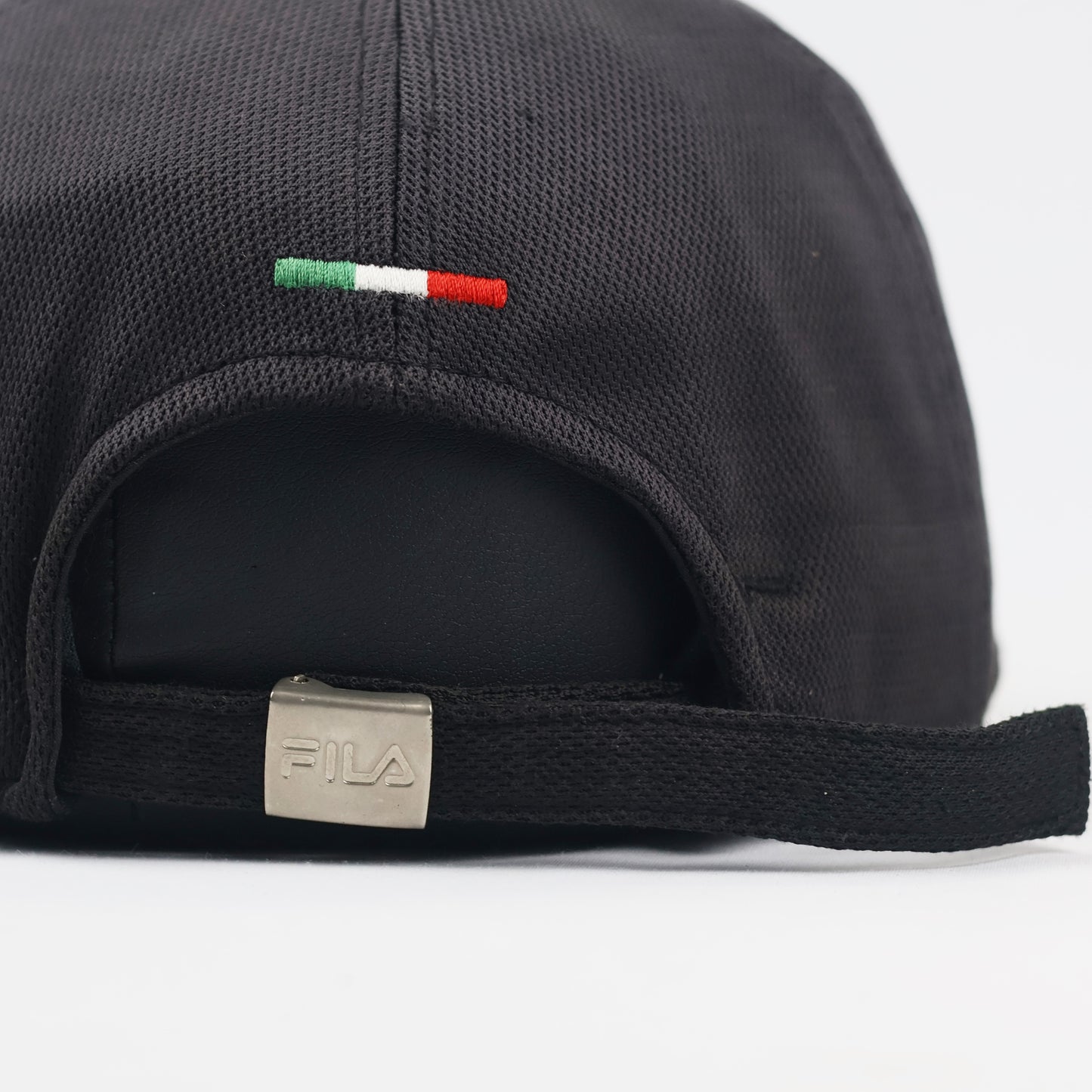 Authentic FILA Italia Performance Thrifted Cap - Black with Tricolor Trim