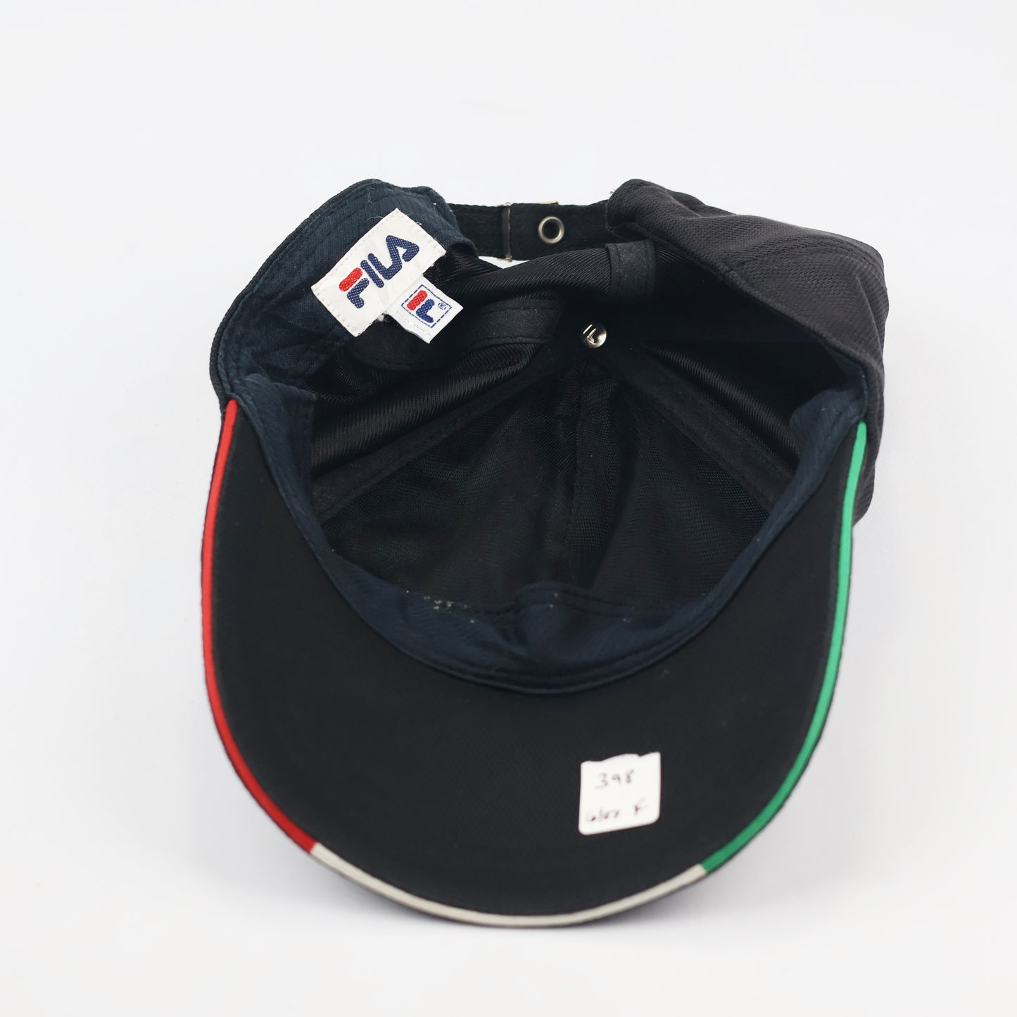 Authentic FILA Italia Performance Thrifted Cap - Black with Tricolor Trim