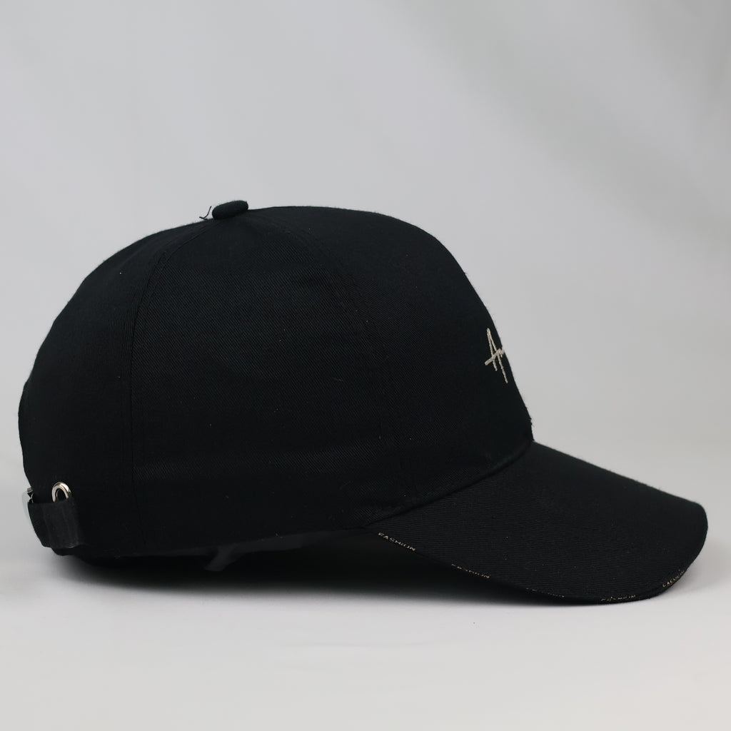 Thrifted Annick Minimalist Black & Gold Sports Baseball Cap