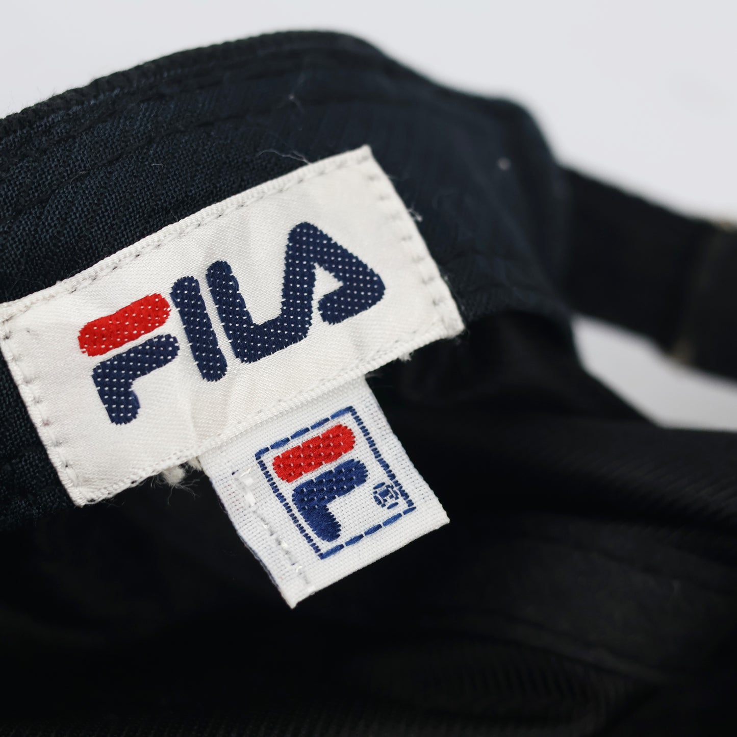 Authentic FILA Italia Performance Thrifted Cap - Black with Tricolor Trim