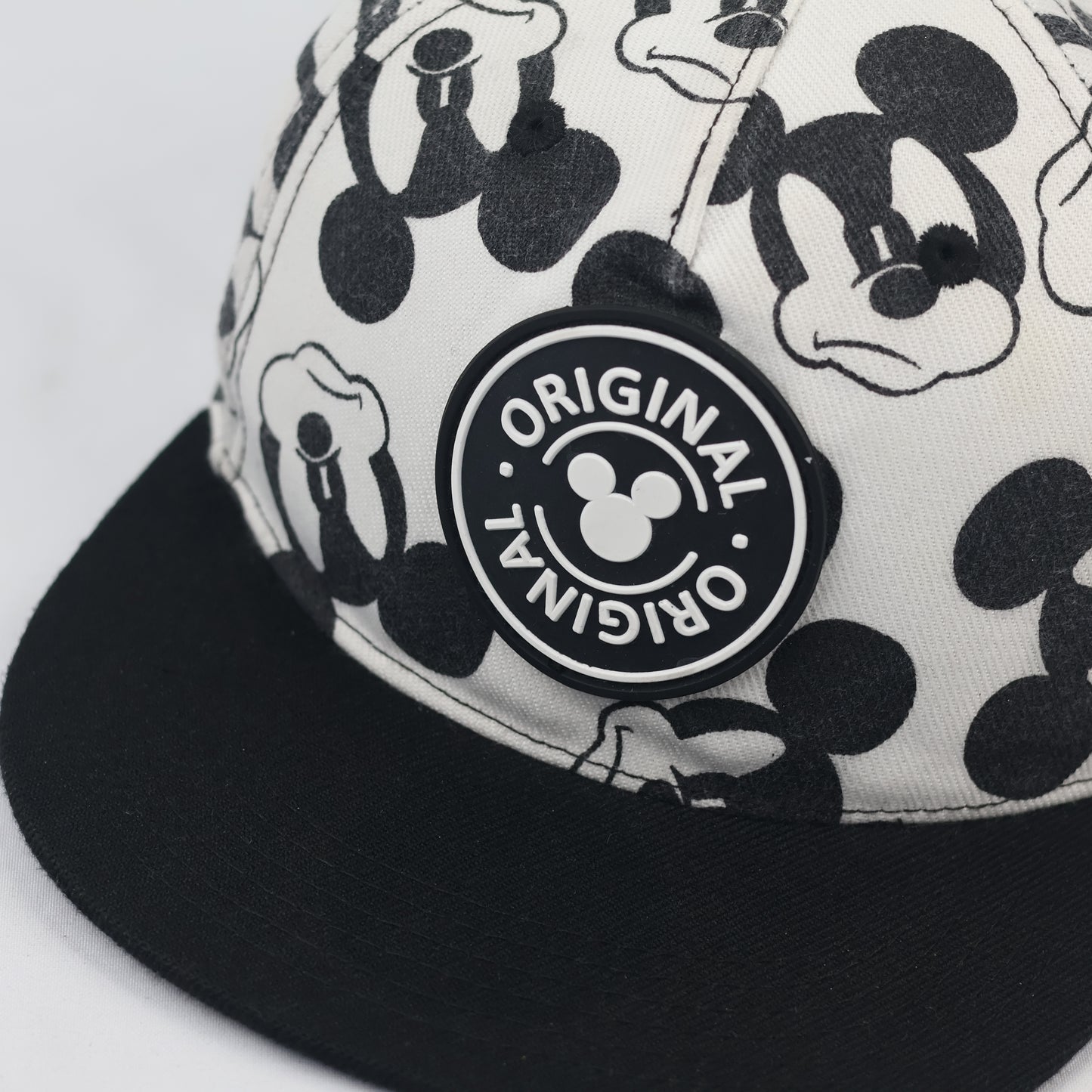 Disney x H&M Mickey Mouse Thrifted Snapback - White & Black Pattern Cap