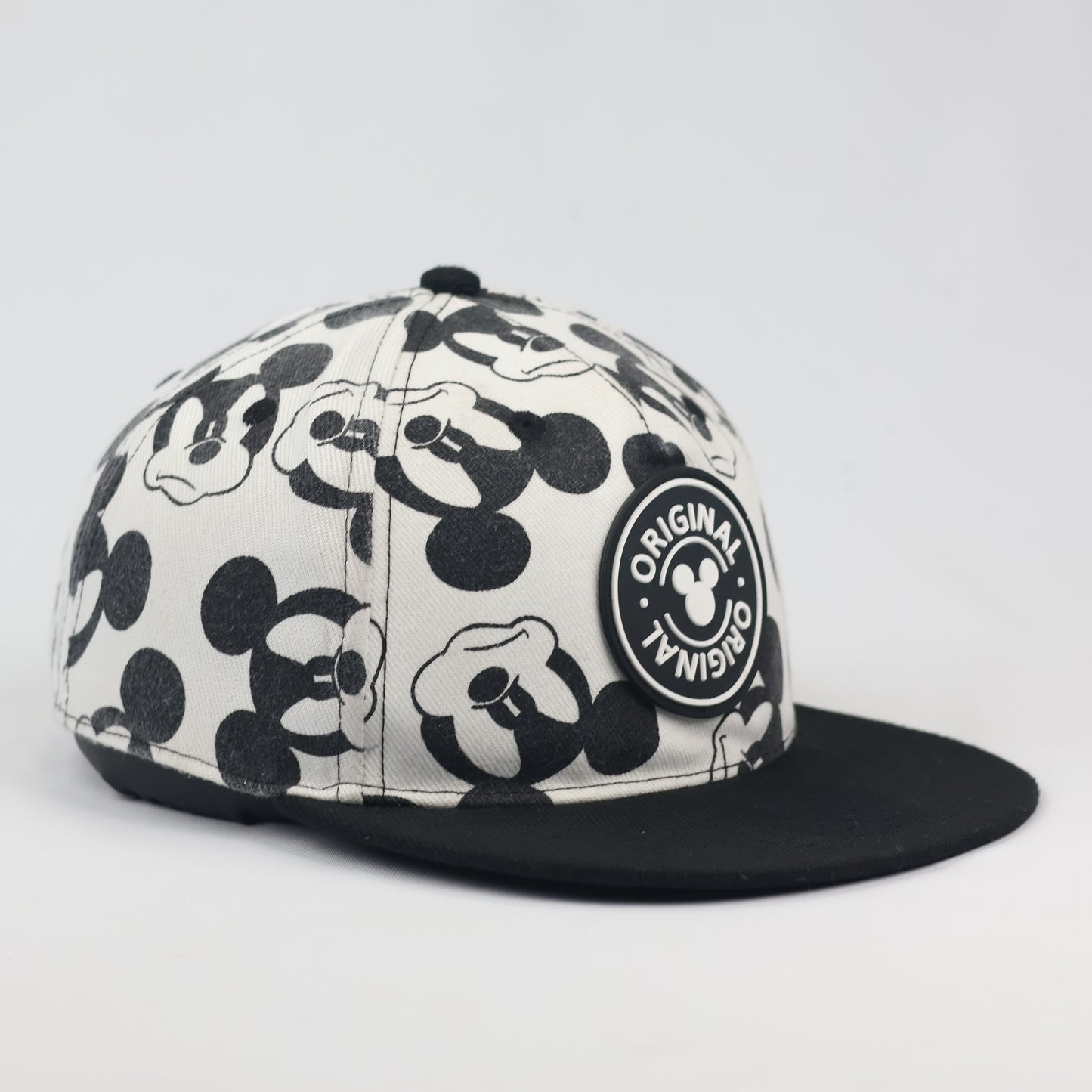 Disney x H&M Mickey Mouse Thrifted Snapback - White & Black Pattern Cap