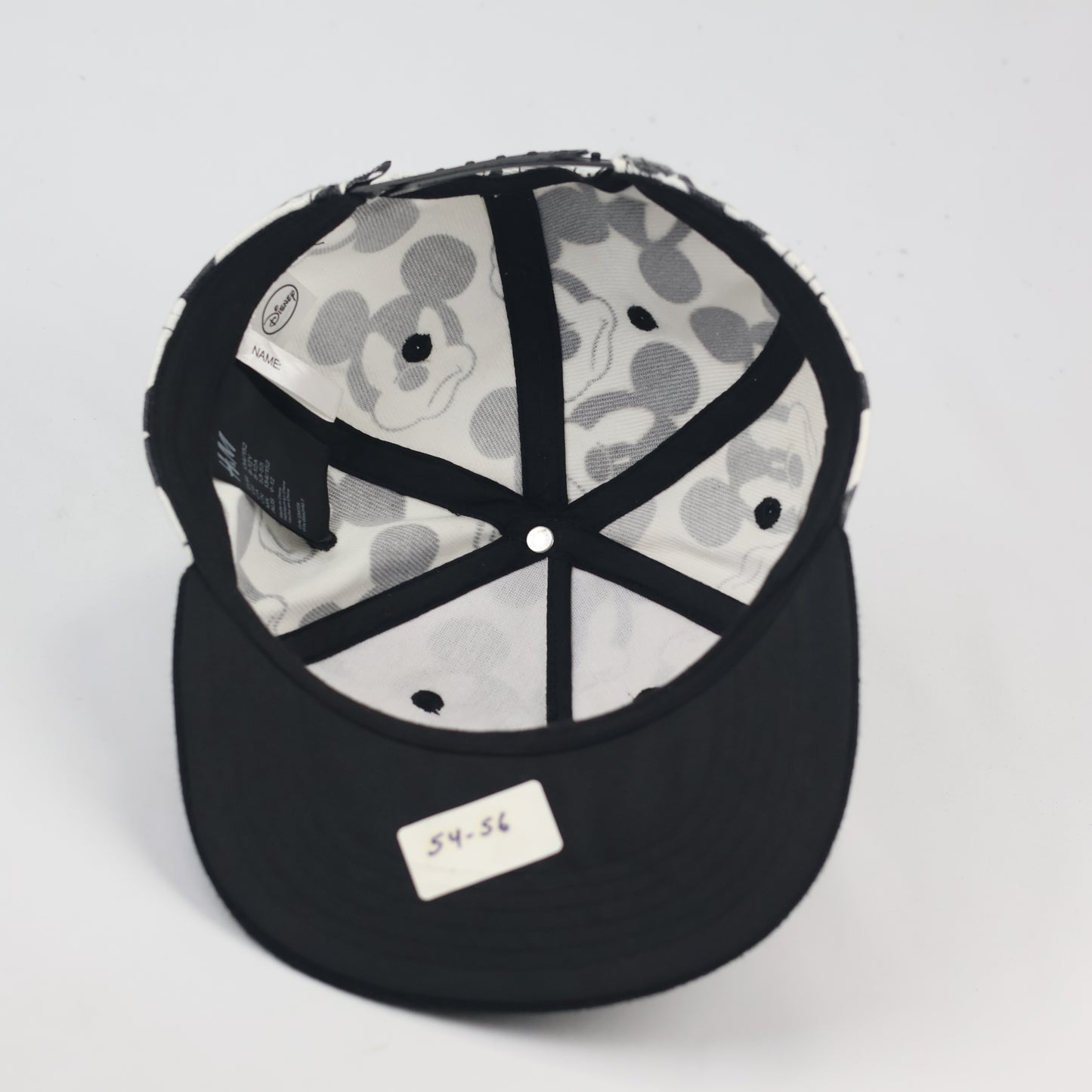 Disney x H&M Mickey Mouse Thrifted Snapback - White & Black Pattern Cap