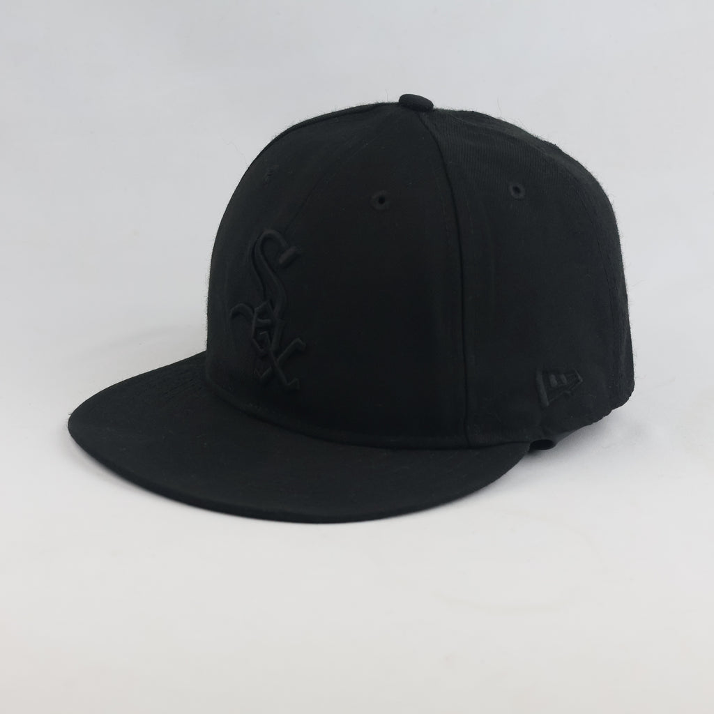 Thrifted New Era All-Black Sox Flat Brim Hat (59-60cm) | 10385