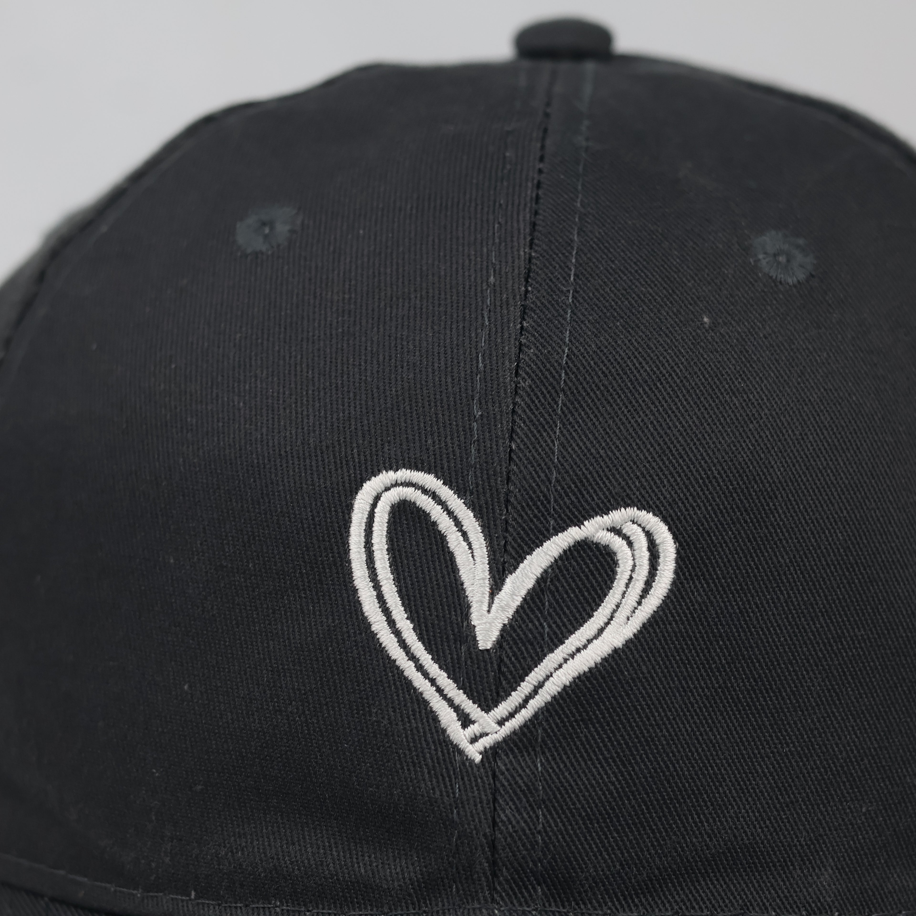 Thrifted Minimalist Black & White Heart Sketch Strapback Cap