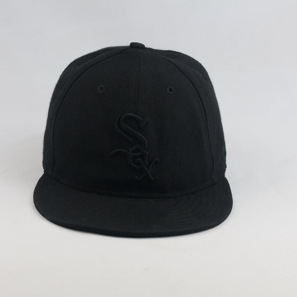Thrifted New Era All-Black Sox Flat Brim Hat (59-60cm) | 10385