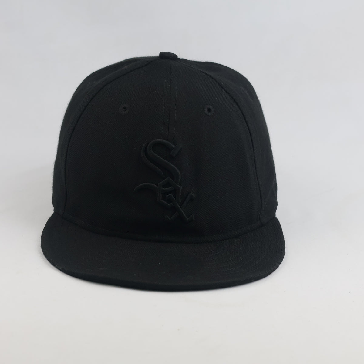Thrifted New Era All-Black Sox Flat Brim Hat (59-60cm) | 10385