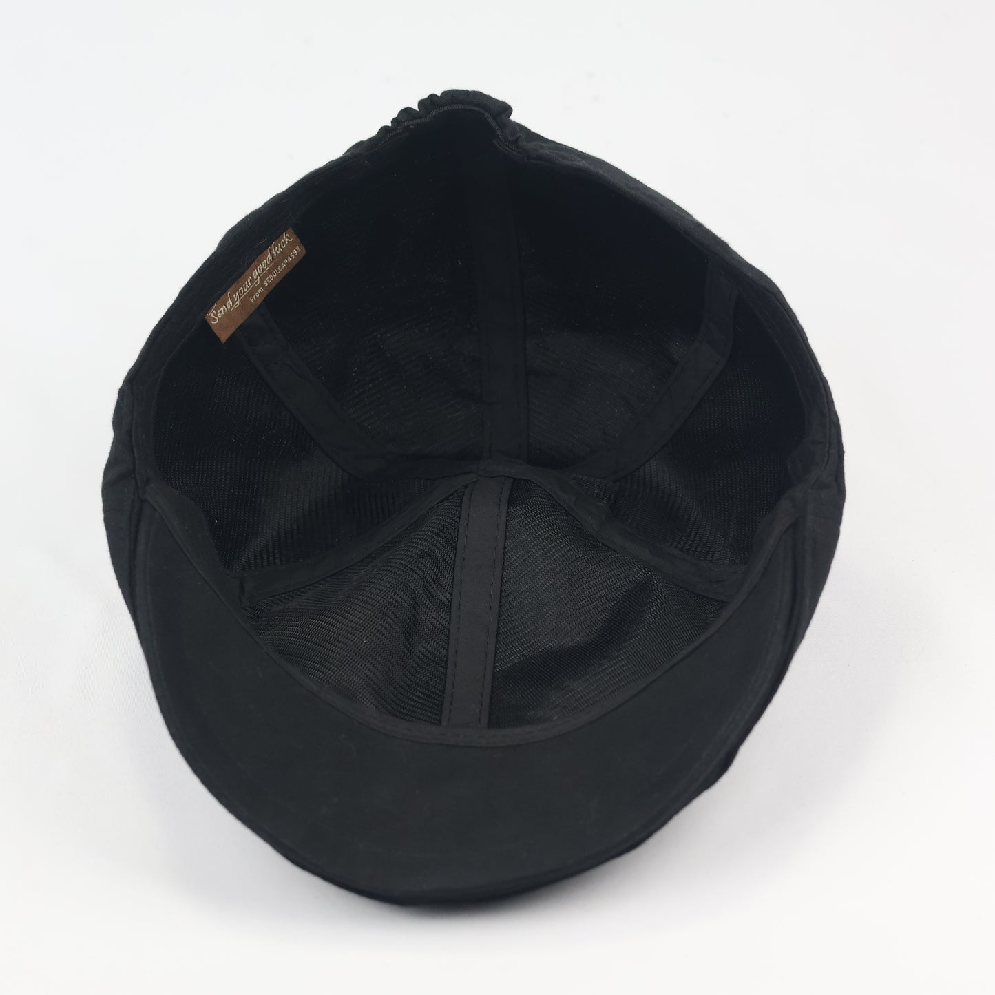 Vintage Seoul Cap "Send Your Good Luck" Newsboy Thrifted  Hat - Black