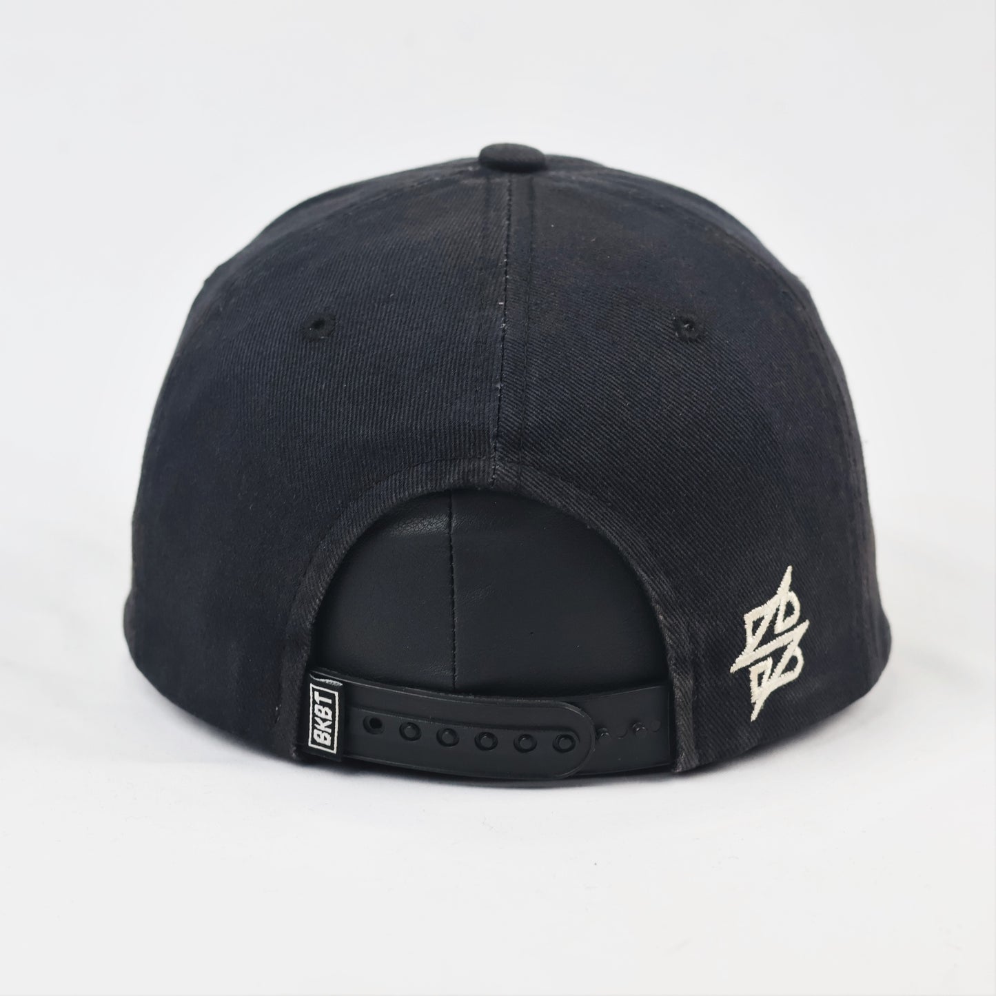 BKBT Embroidered Thrifted Snapback - Black & Tropical Print Flat Brim