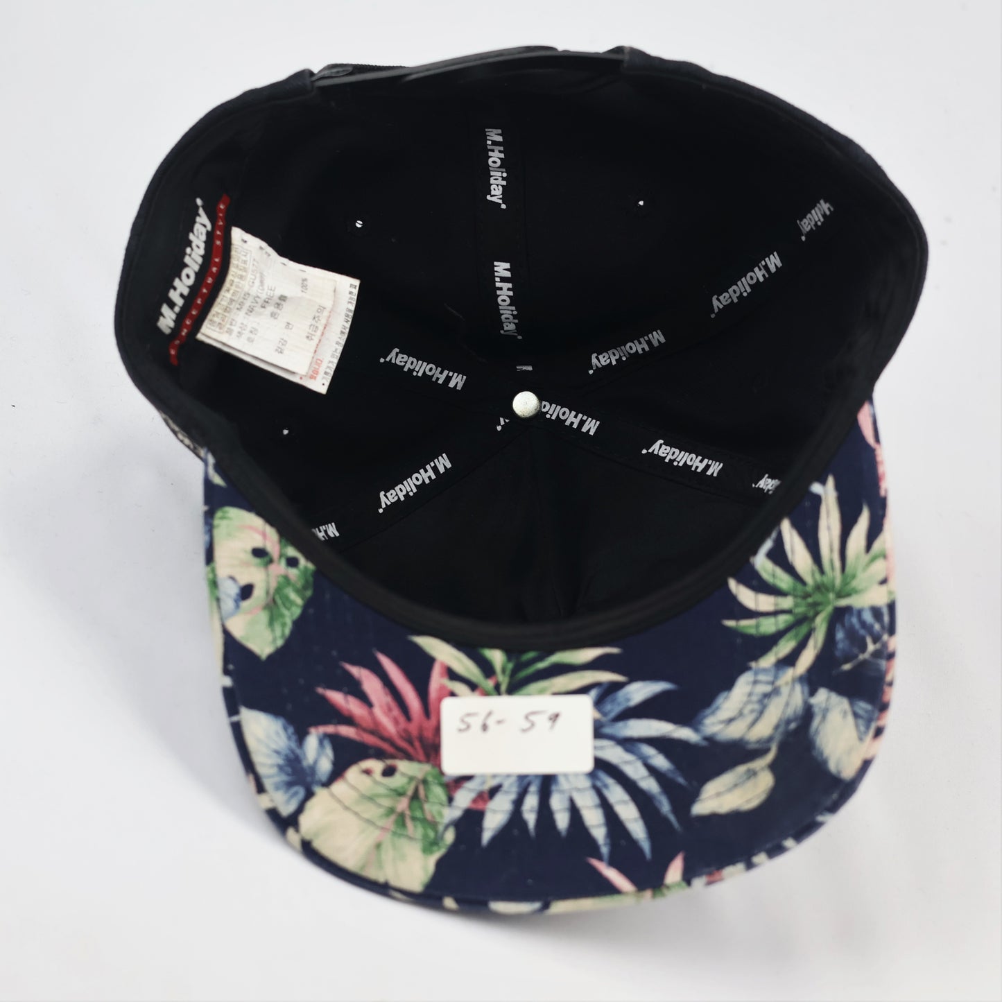 BKBT Embroidered Thrifted Snapback - Black & Tropical Print Flat Brim