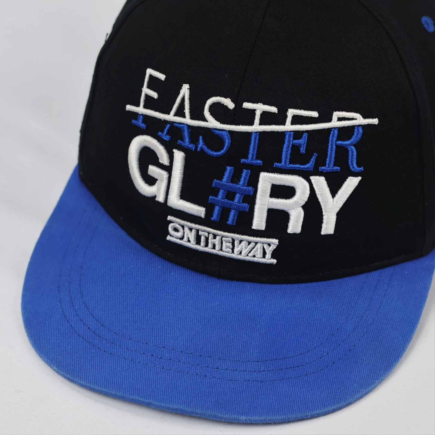 Faster Glory Graphic Thrifted Cap - Black/Blue Flat Brim Snapback