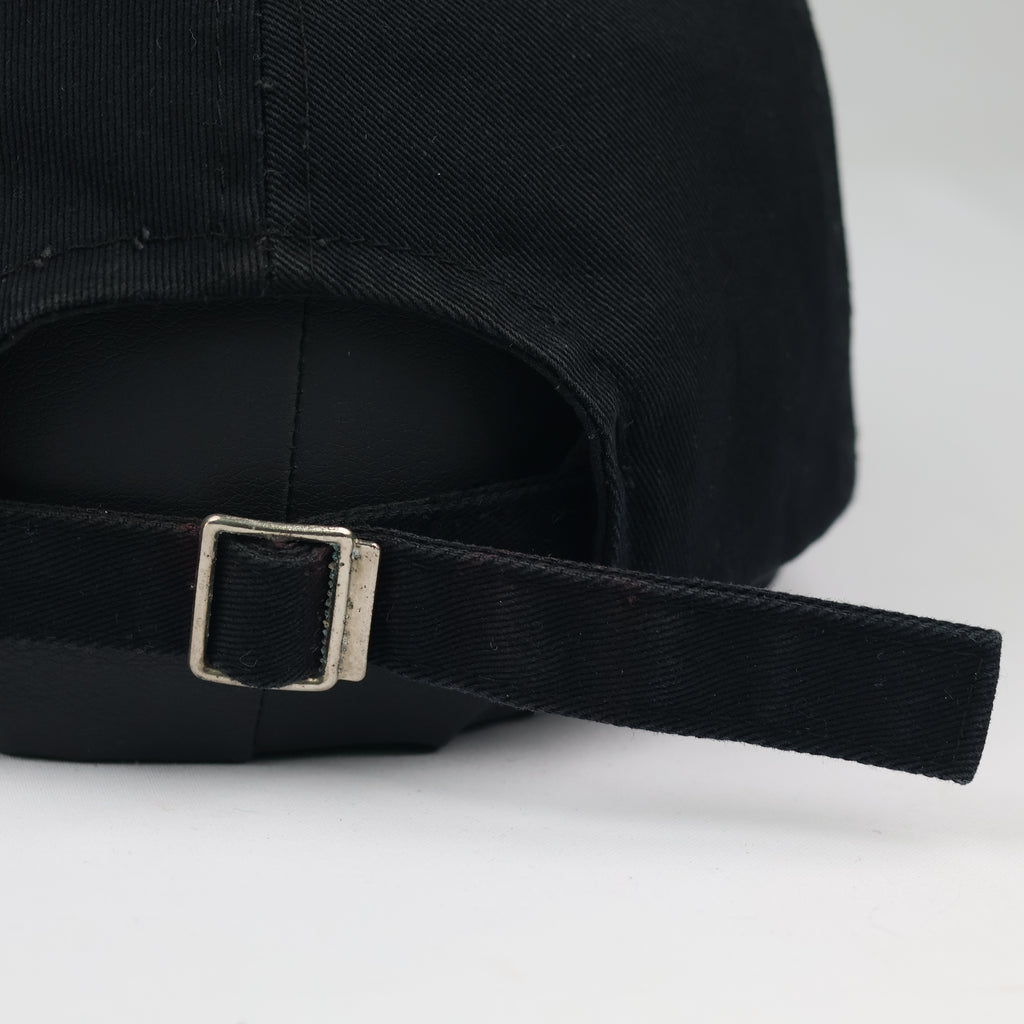 Thrifted Bross Korea Minimalist Black Cotton Strapback Cap
