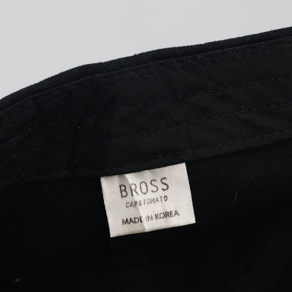 Thrifted Bross Korea Minimalist Black Cotton Strapback Cap