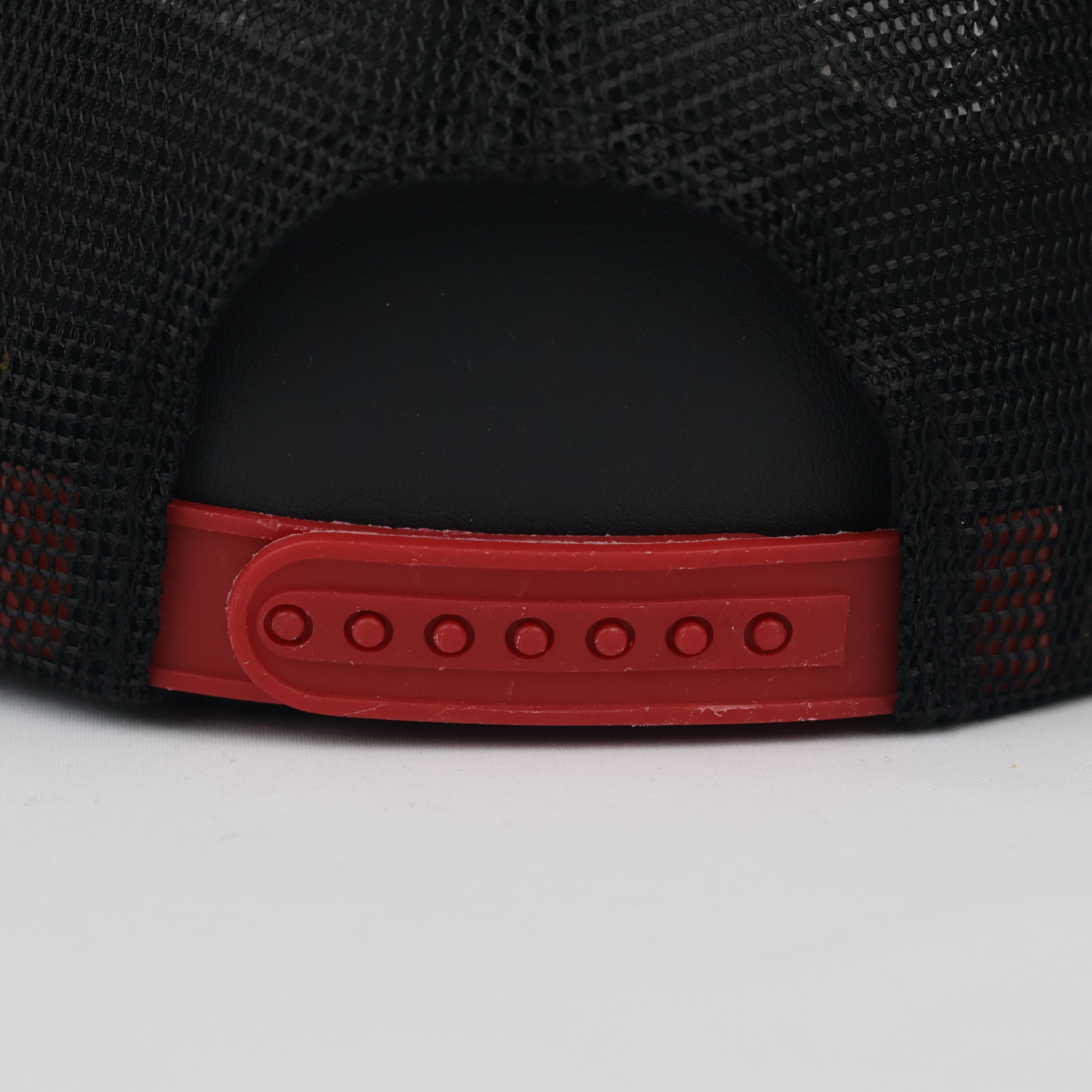 Mania & Co. Embroidered Snapback Trucker Hat - Black/Red Mesh Cap