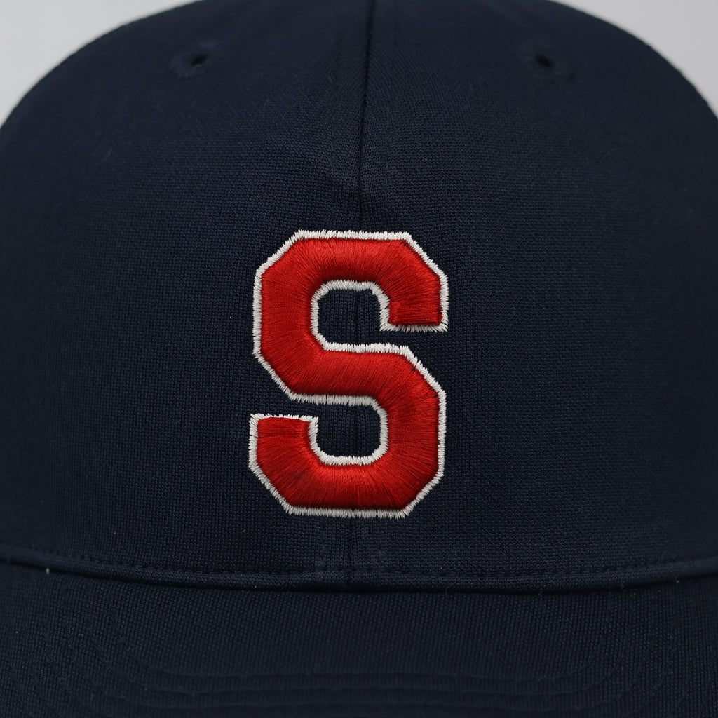 Kamista Embroidered "S" Mesh Back Cap - Navy Blue Dual Thrifted Fitted Hat