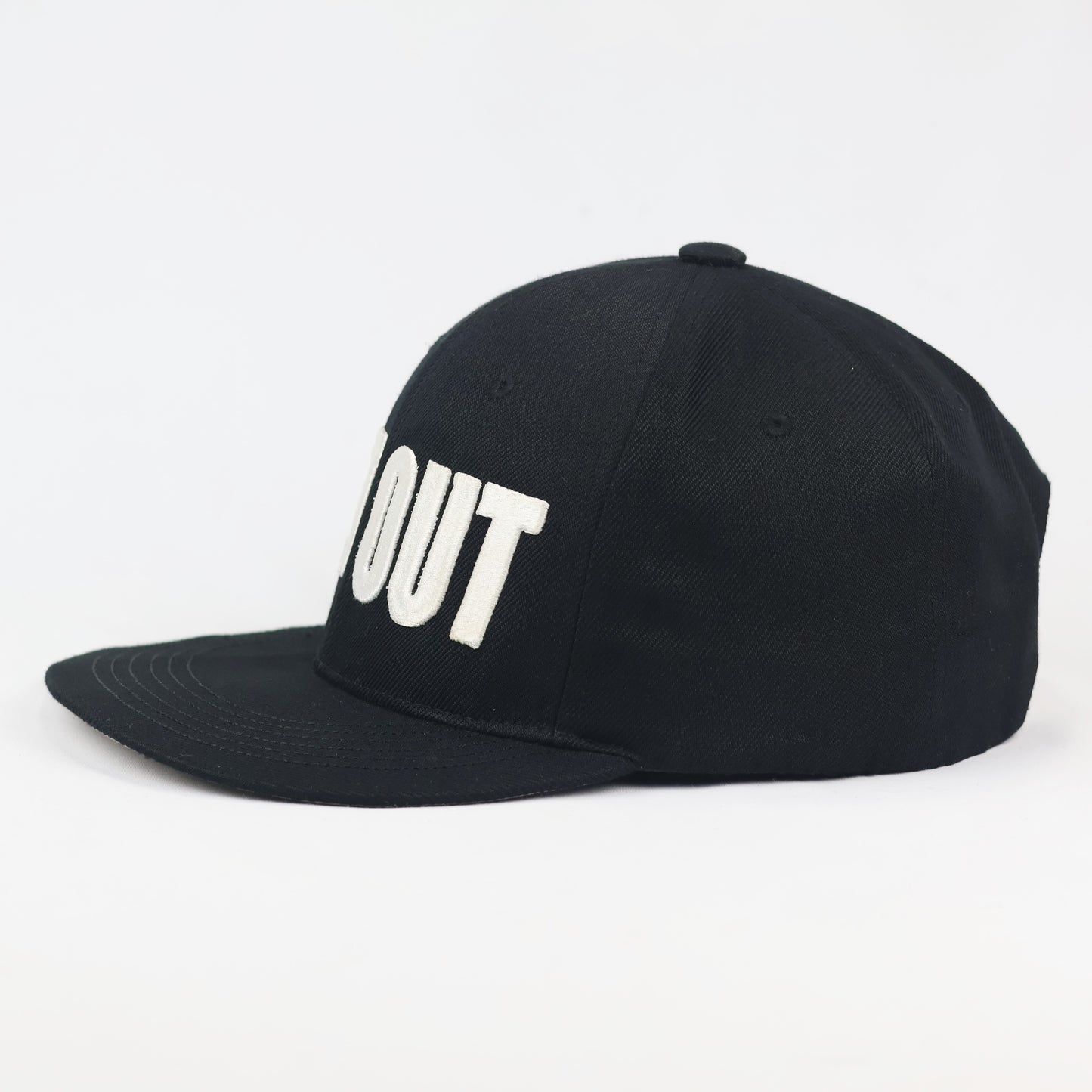 Vintage GET OUT Graphic Thrifted  Snapback - Black Flat Brim Hip-Hop Hat