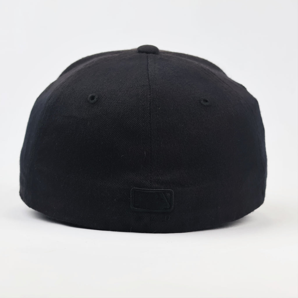 Official MLB New York Yankees Fitted Thrifted Cap - Black on Black NY Logo