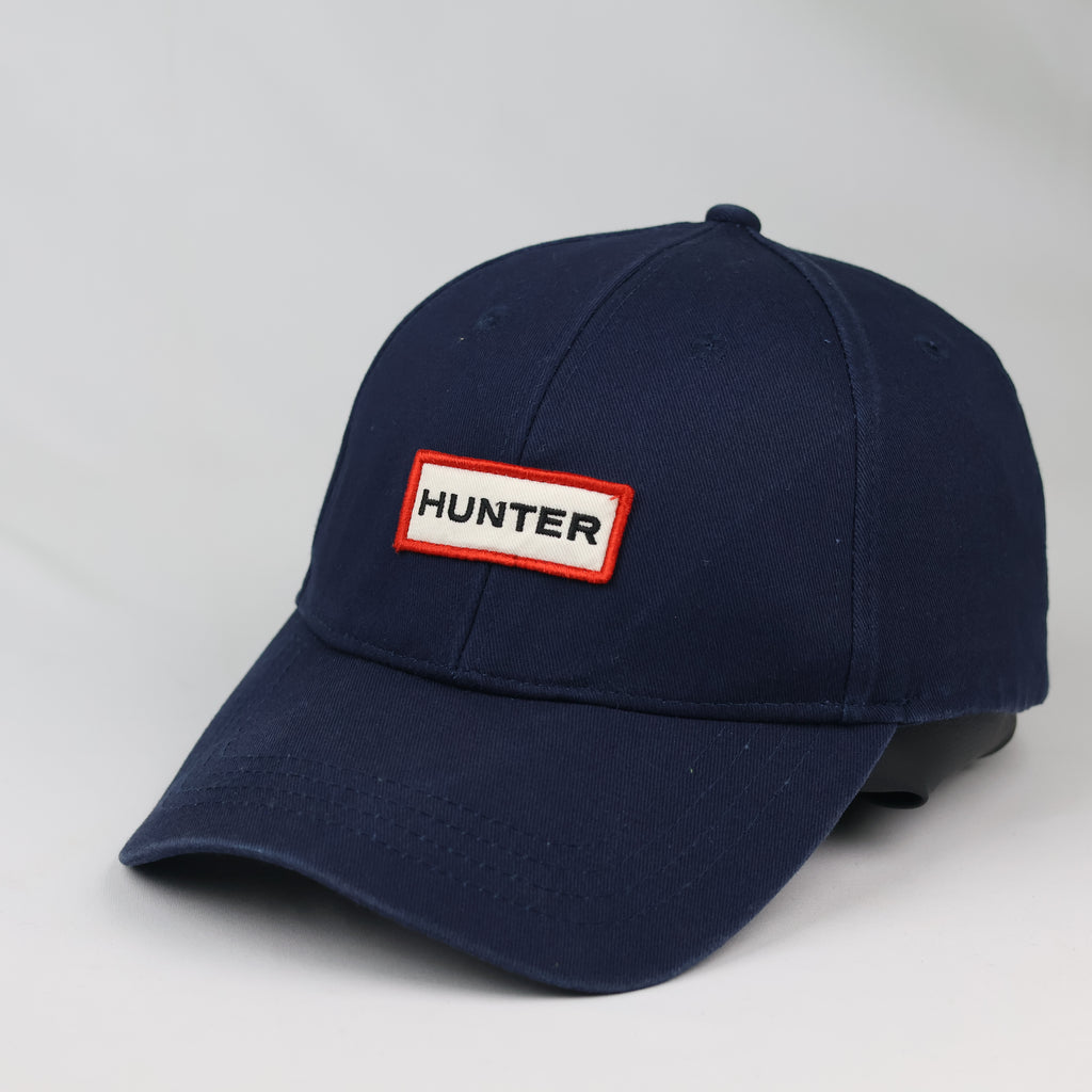 Hunter Red Box Logo Classic Curved Brim Hat - Navy Blue Thrifted Cap