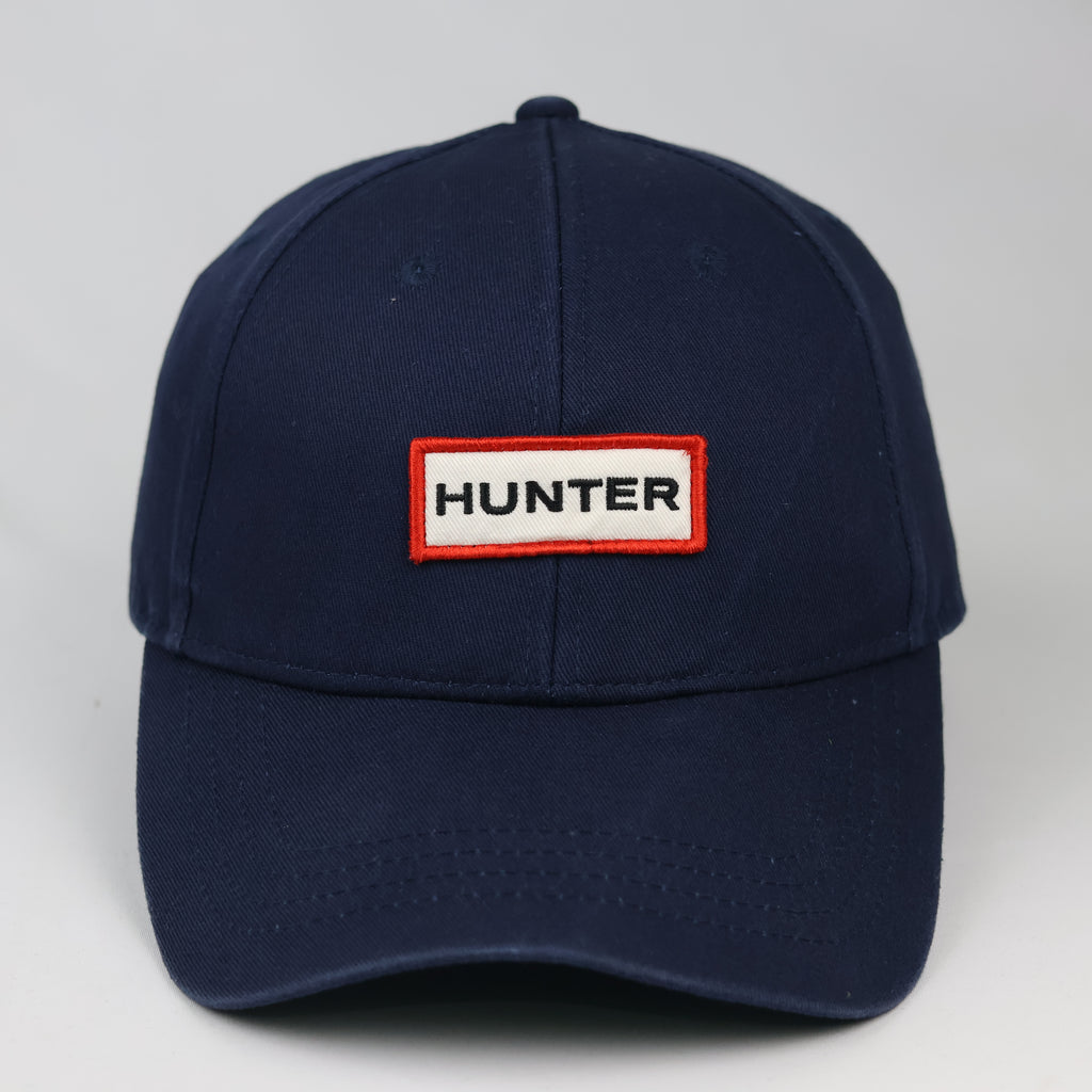 Hunter Red Box Logo Classic Curved Brim Hat - Navy Blue Thrifted Cap