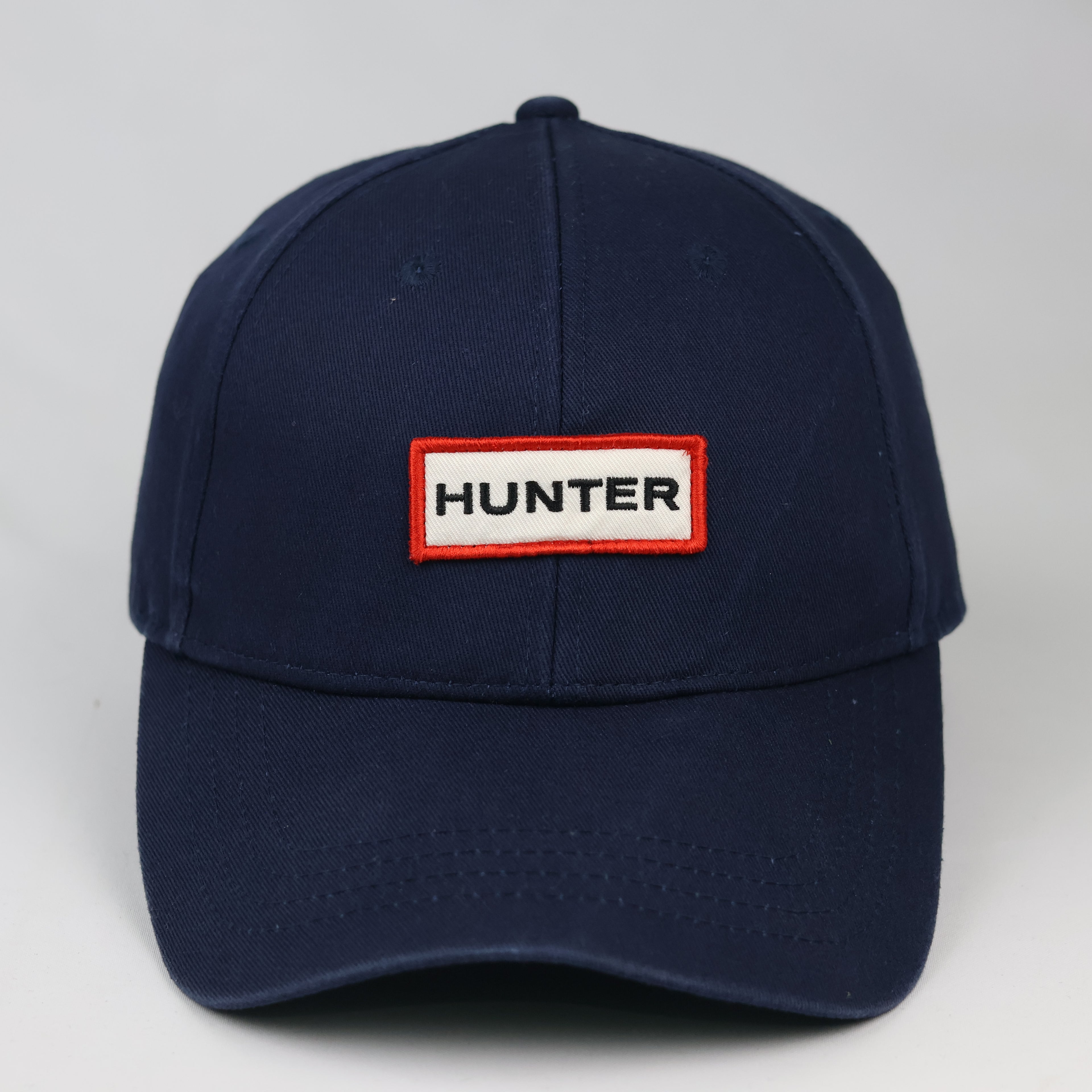 Hunter Red Box Logo Classic Curved Brim Hat - Navy Blue Thrifted Cap