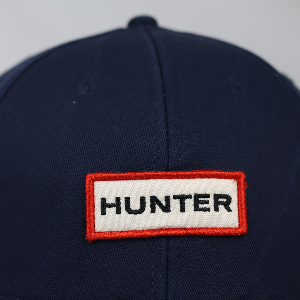 Hunter Red Box Logo Classic Curved Brim Hat - Navy Blue Thrifted Cap