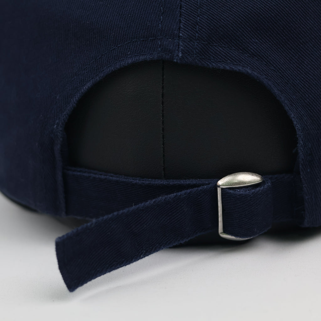 Hunter Red Box Logo Classic Curved Brim Hat - Navy Blue Thrifted Cap