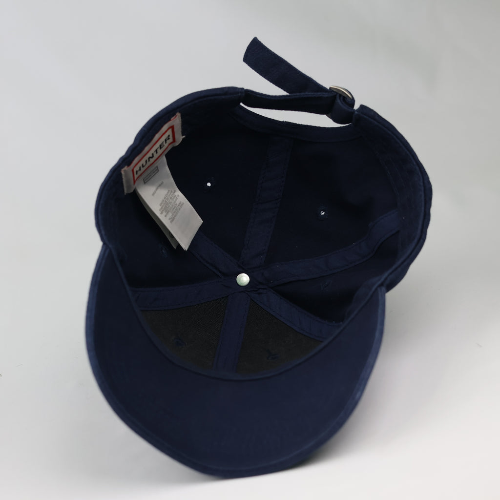 Hunter Red Box Logo Classic Curved Brim Hat - Navy Blue Thrifted Cap