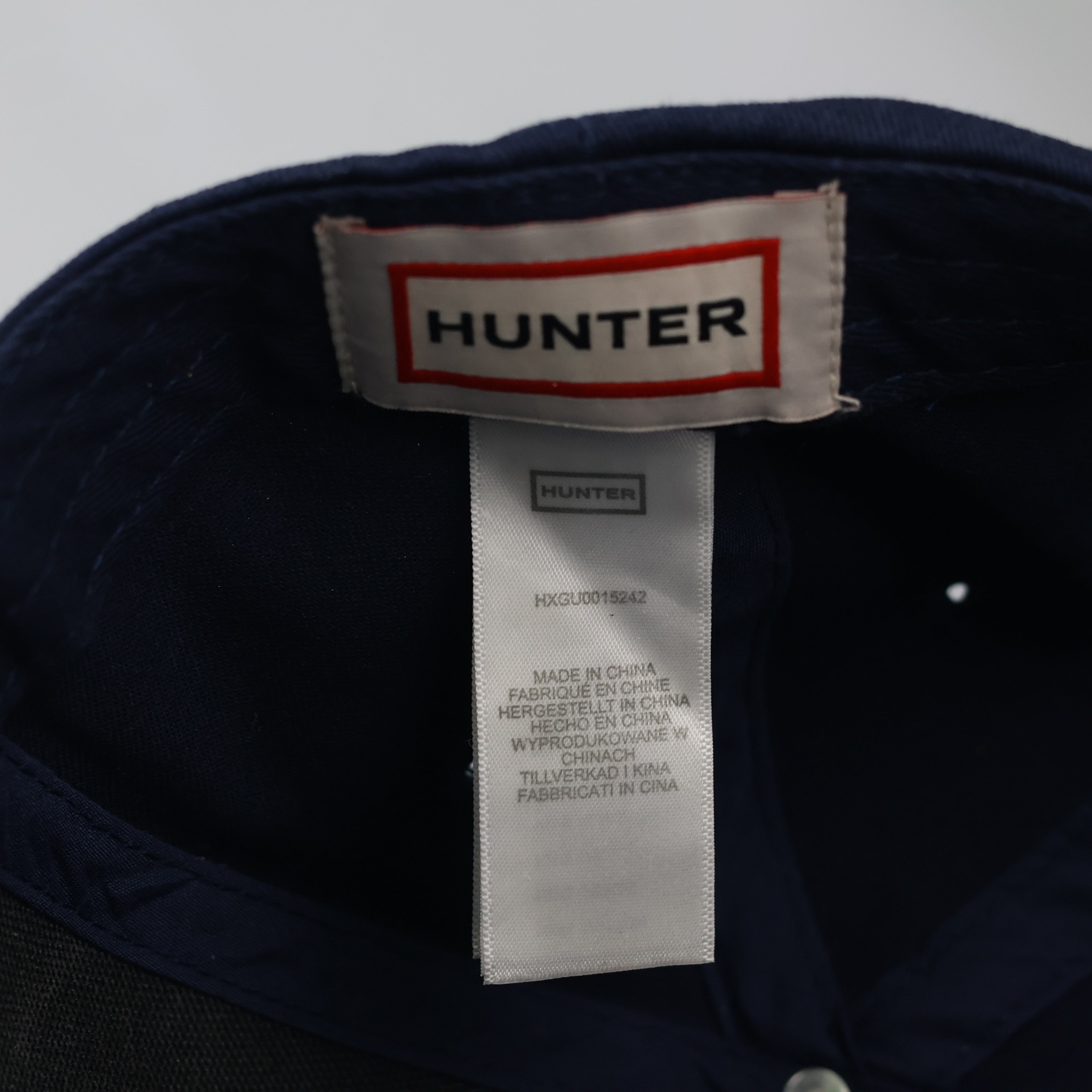 Hunter Red Box Logo Classic Curved Brim Hat - Navy Blue Thrifted Cap