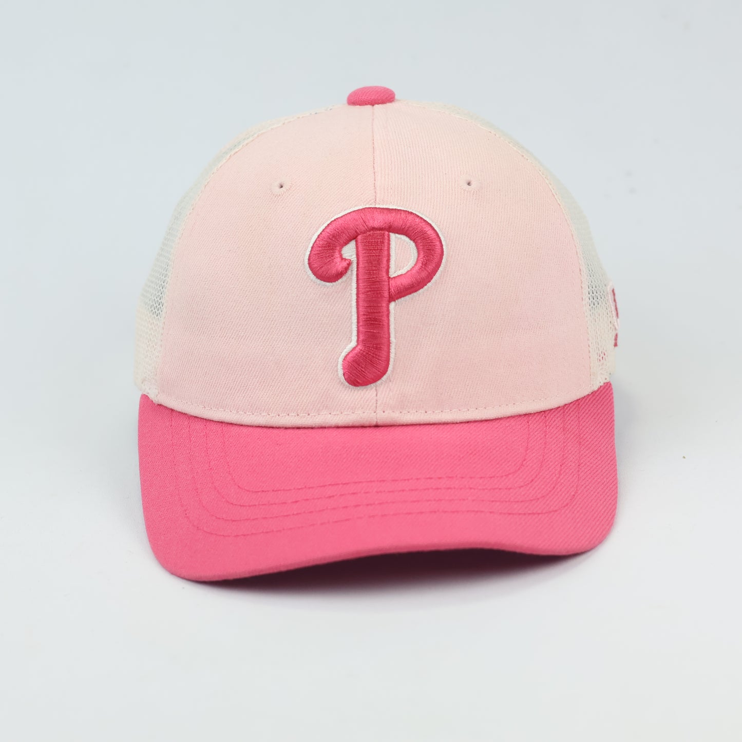 Vintage MLB Philadelphia Phillies Pink Monster Eye Thrifted Trucker Hat