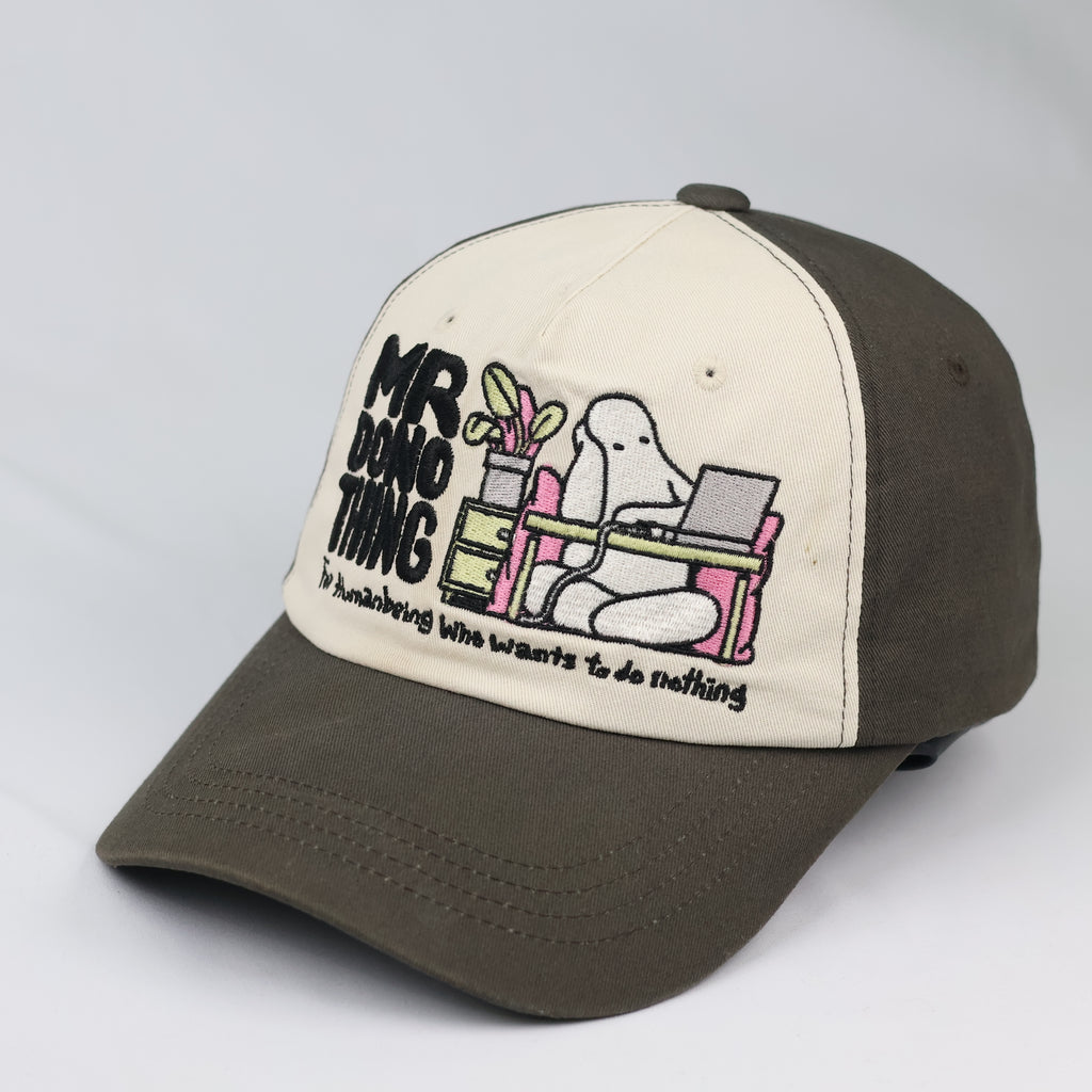 Two-Tone Mr Donothing Graphic Cap - Vintage Earth Tone Dad Hat