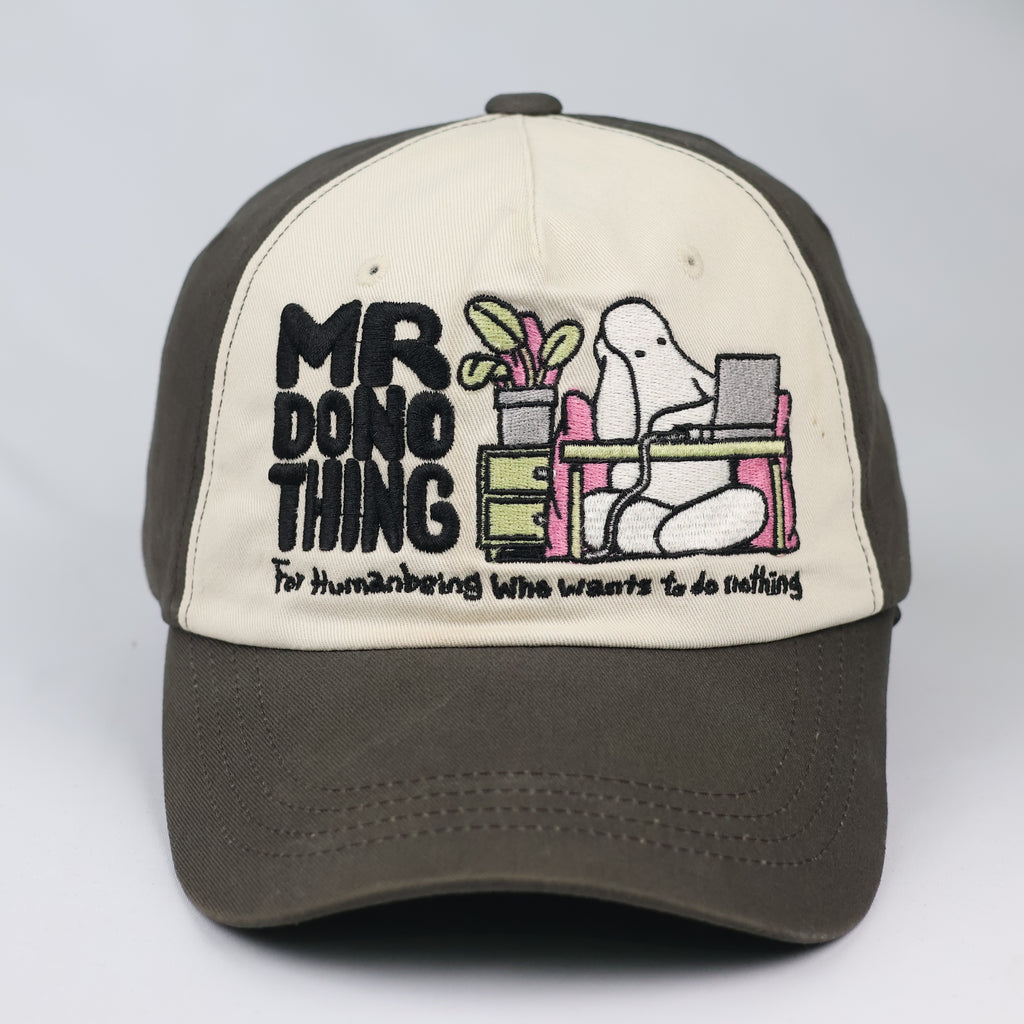 Two-Tone Mr Donothing Graphic Cap - Vintage Earth Tone Dad Hat