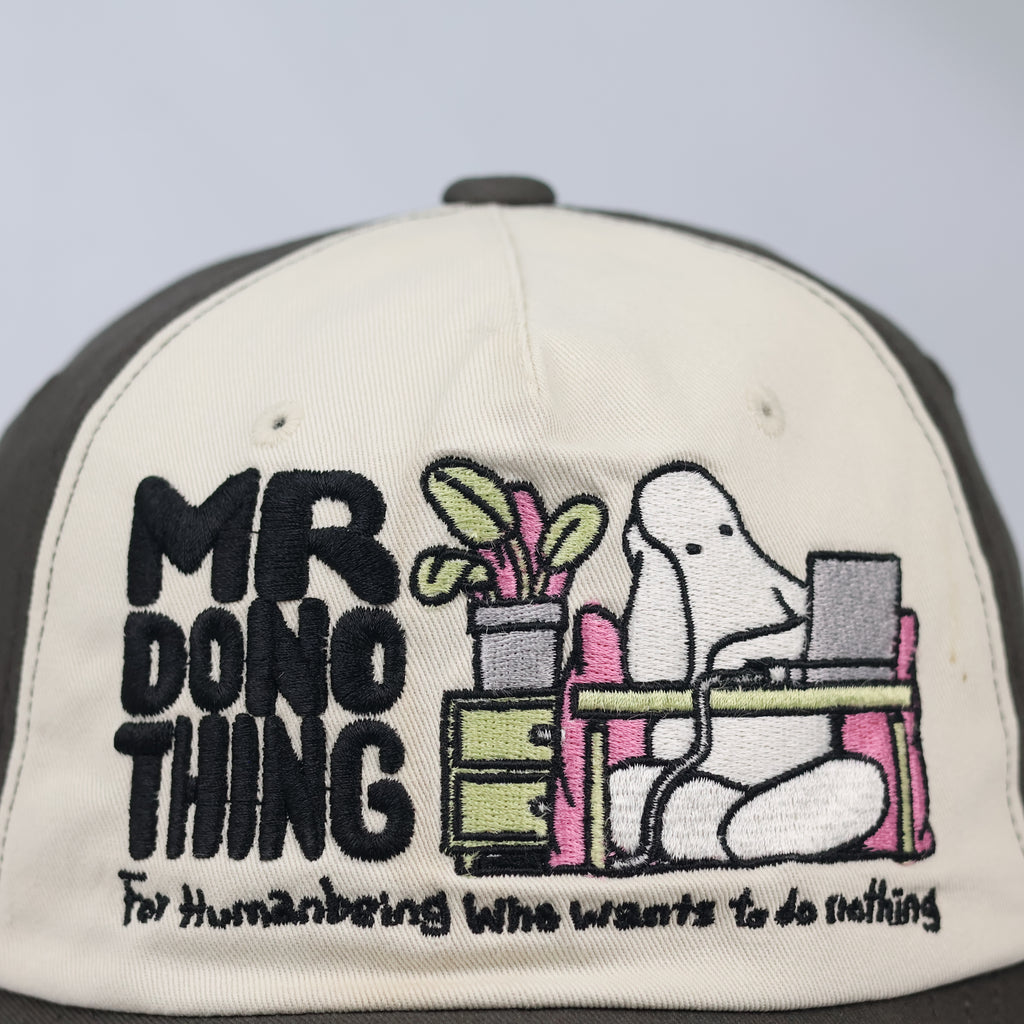 Two-Tone Mr Donothing Graphic Cap - Vintage Earth Tone Dad Hat