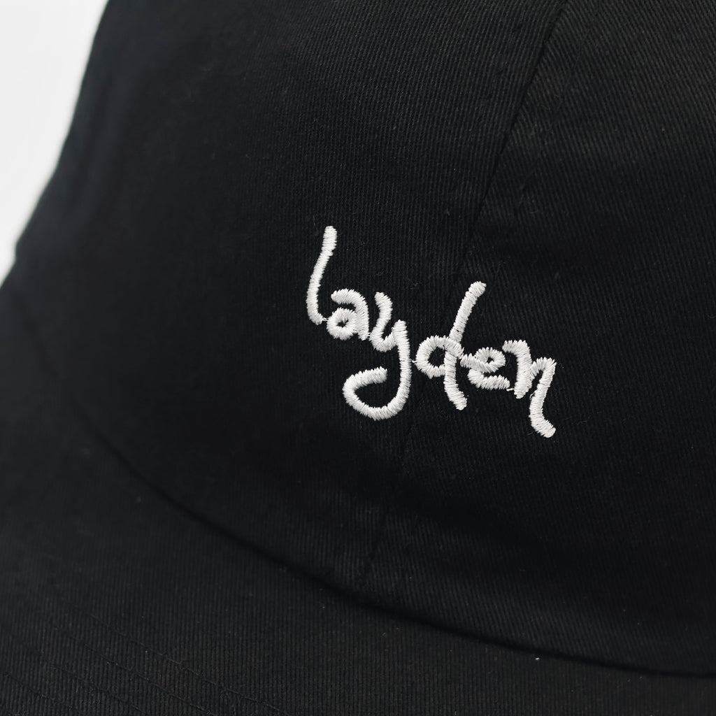 Layden Embroidered Thrifted Strapback Hat - Minimalist Black Cap