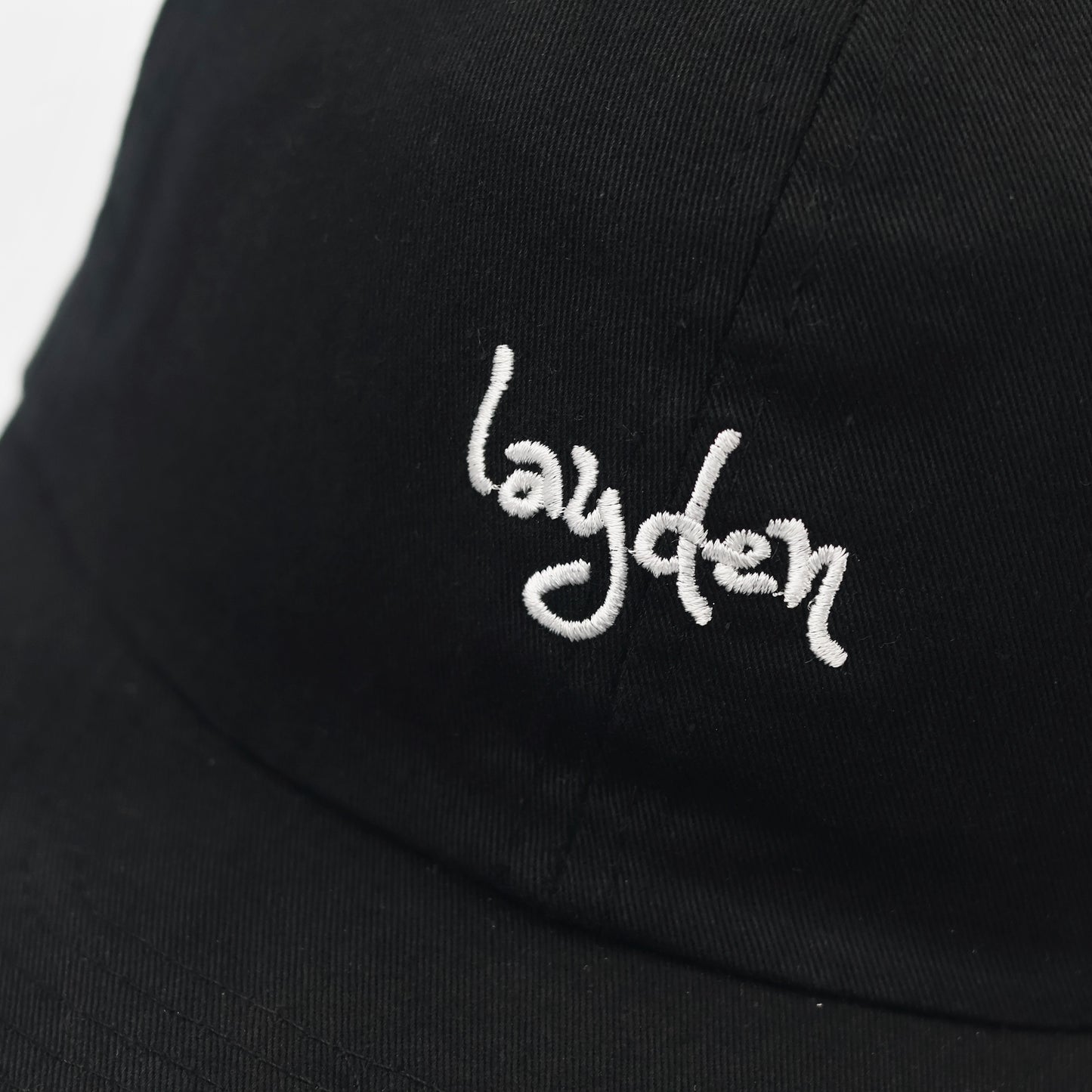 Layden Embroidered Thrifted Strapback Hat - Minimalist Black Cap