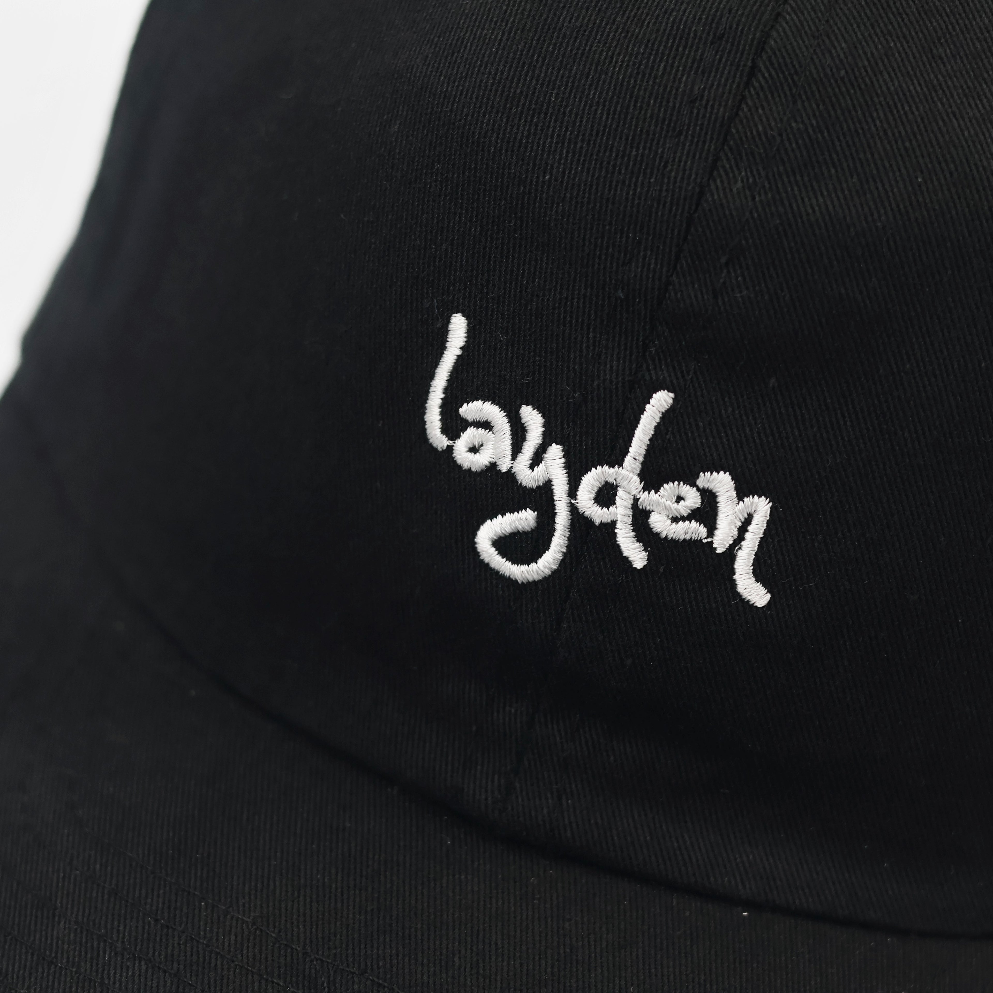 Layden Embroidered Thrifted Strapback Hat - Minimalist Black Cap