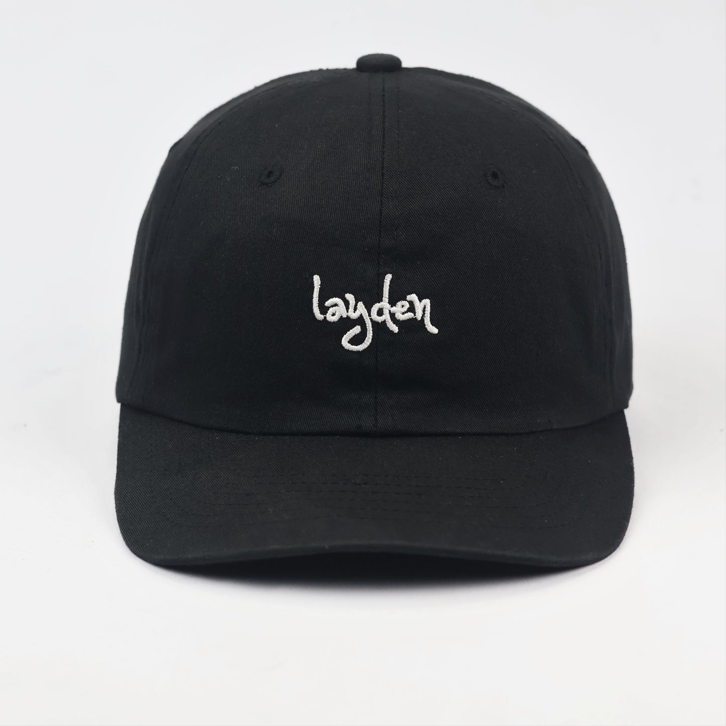 Layden Embroidered Thrifted Strapback Hat - Minimalist Black Cap