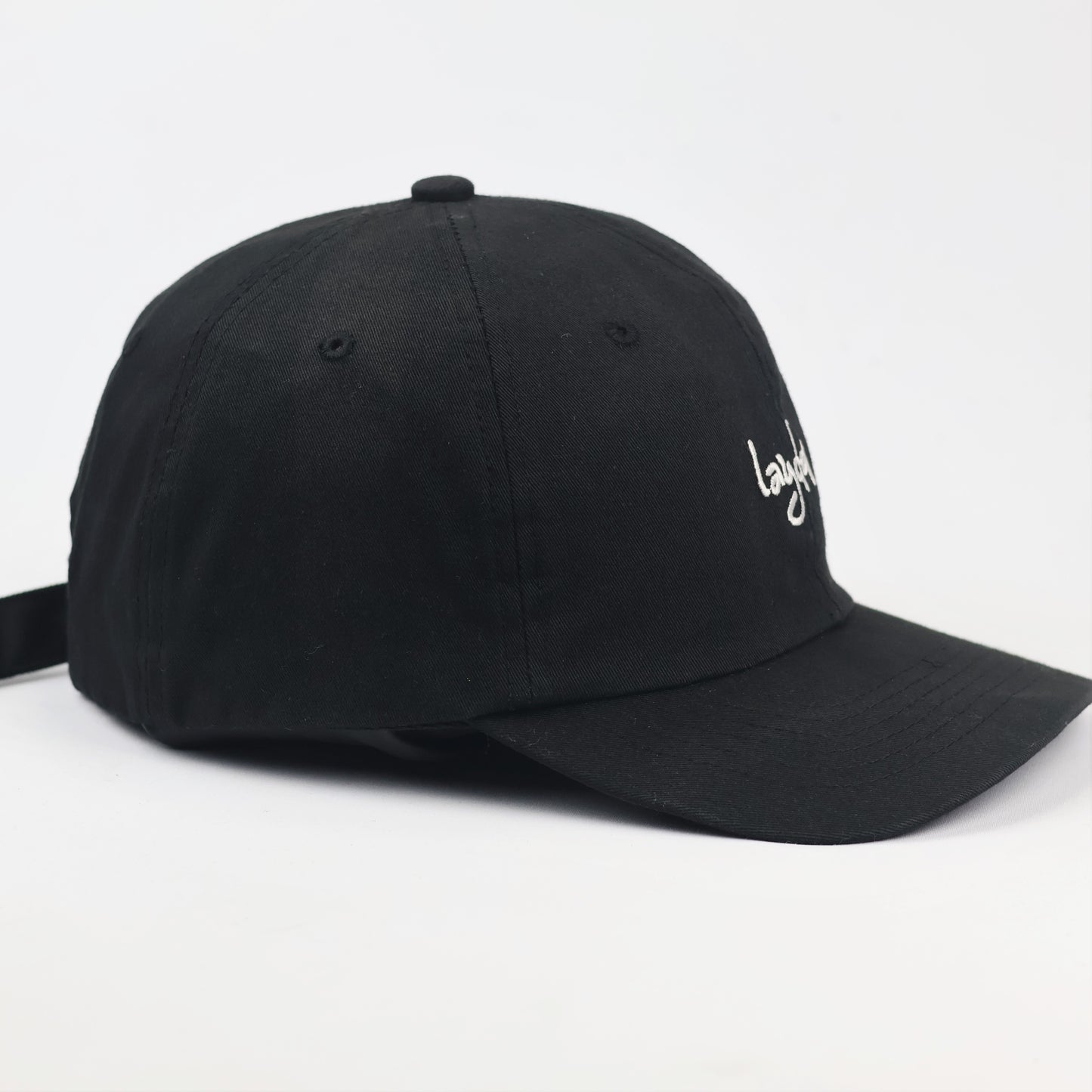Layden Embroidered Thrifted Strapback Hat - Minimalist Black Cap