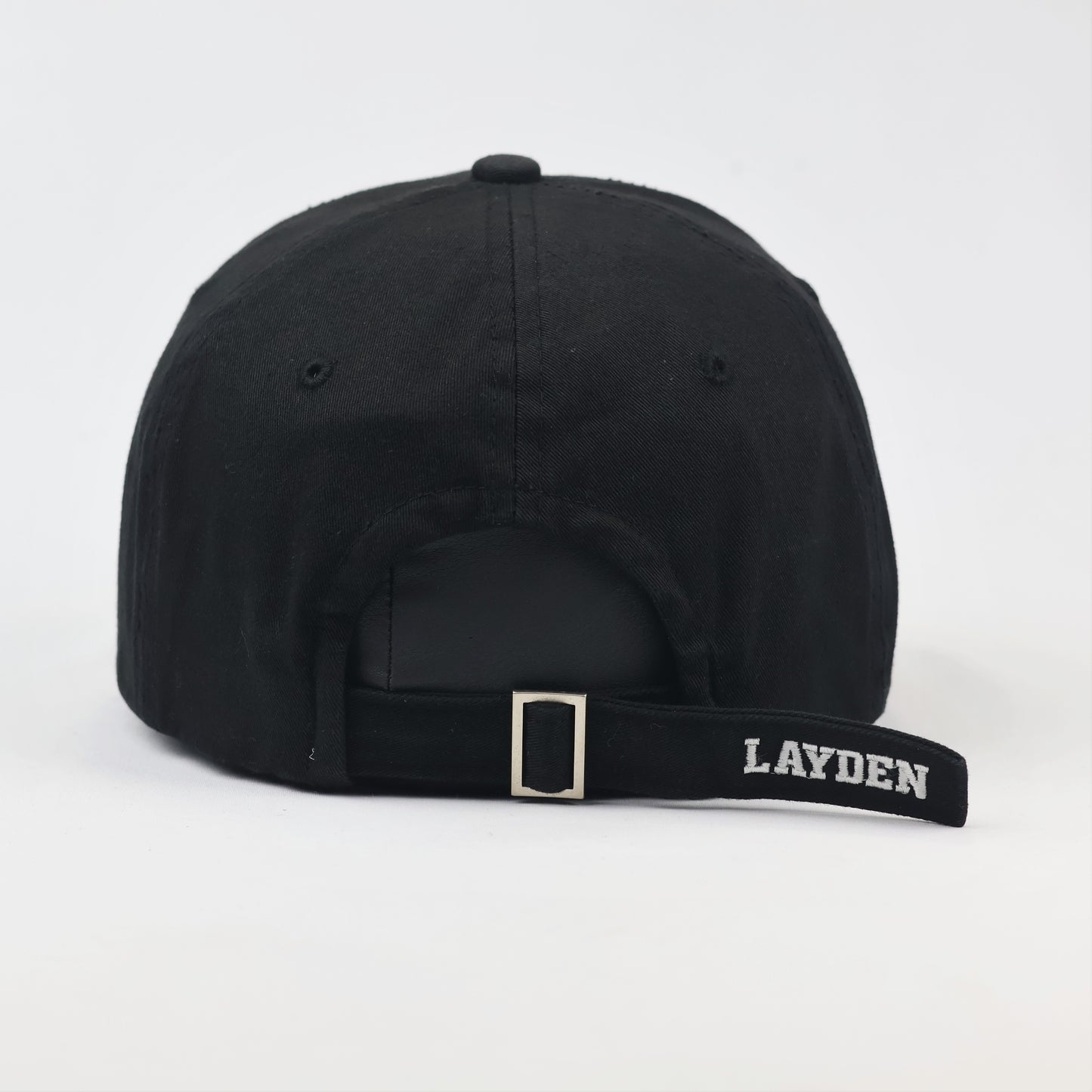 Layden Embroidered Thrifted Strapback Hat - Minimalist Black Cap