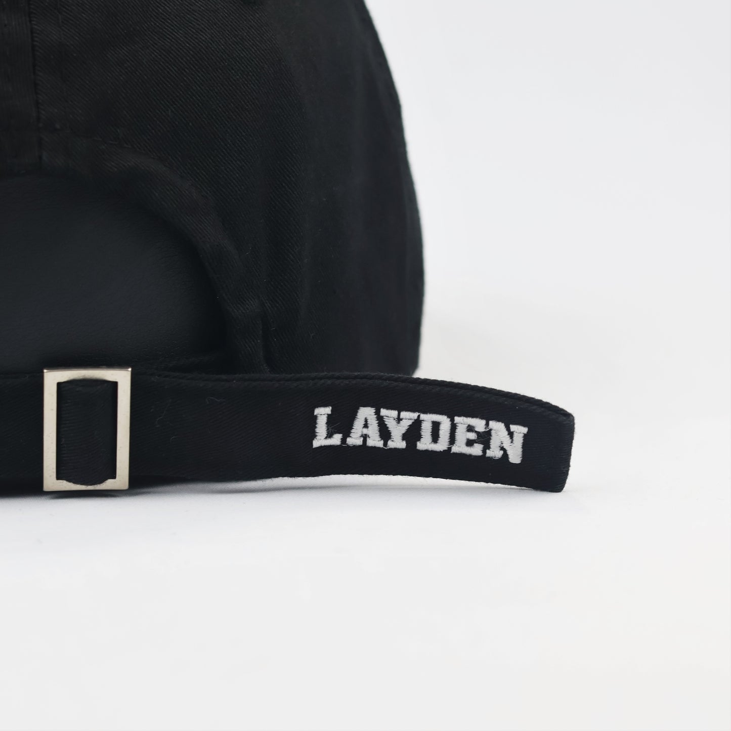 Layden Embroidered Thrifted Strapback Hat - Minimalist Black Cap