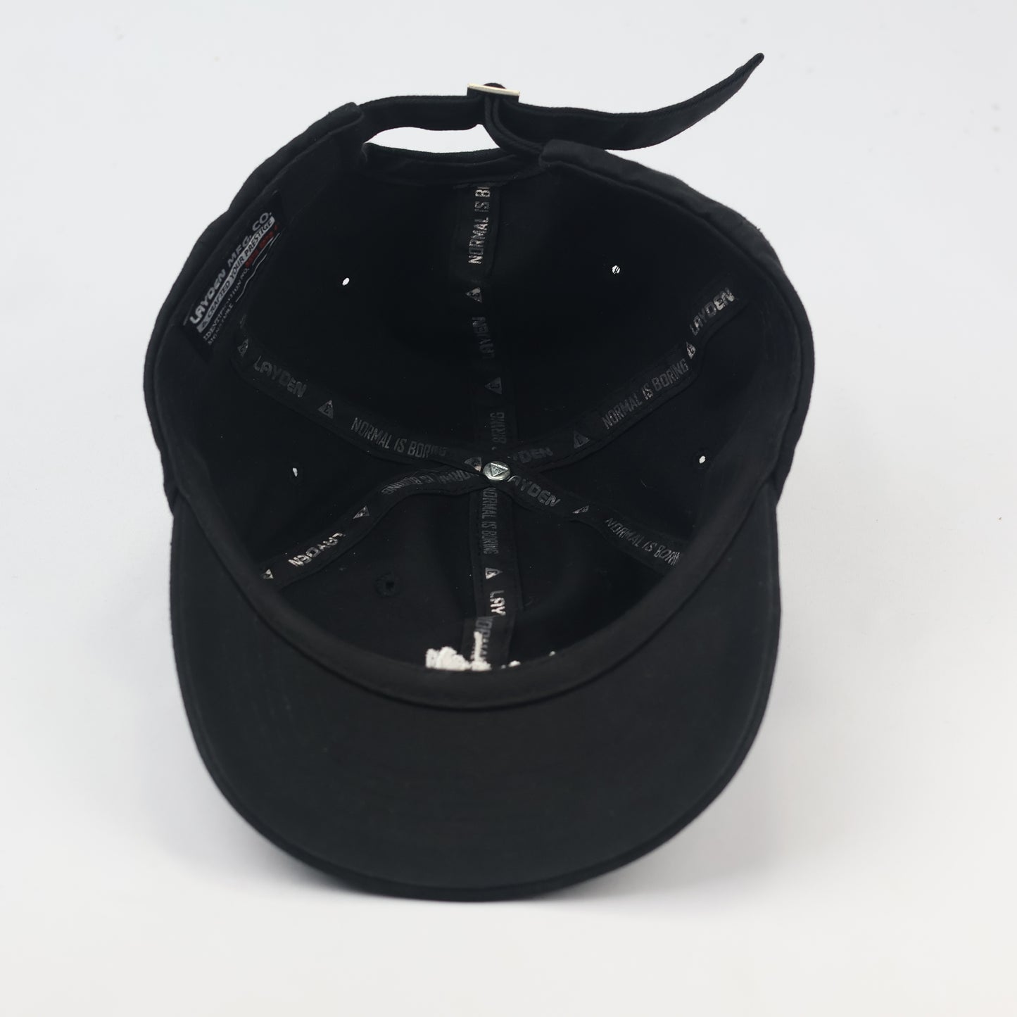 Layden Embroidered Thrifted Strapback Hat - Minimalist Black Cap