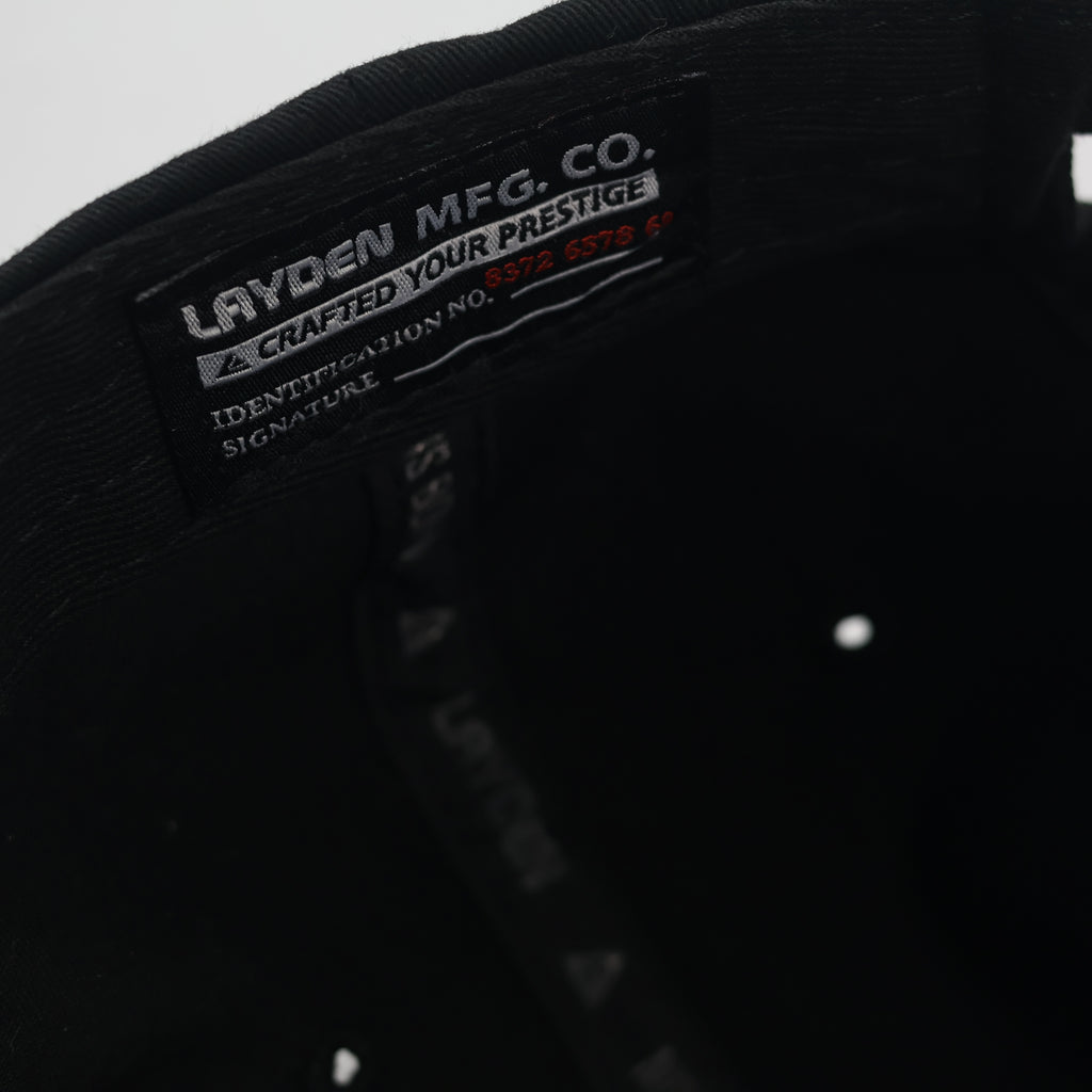 Layden Embroidered Thrifted Strapback Hat - Minimalist Black Cap
