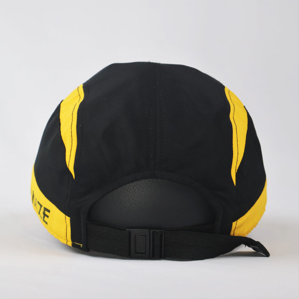 Adjustable Quick-Dry Sport Performance Thrifted Cap – Black/Yellow Contrast Streetwear