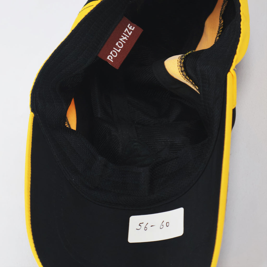 Adjustable Quick-Dry Sport Performance Thrifted Cap – Black/Yellow Contrast Streetwear
