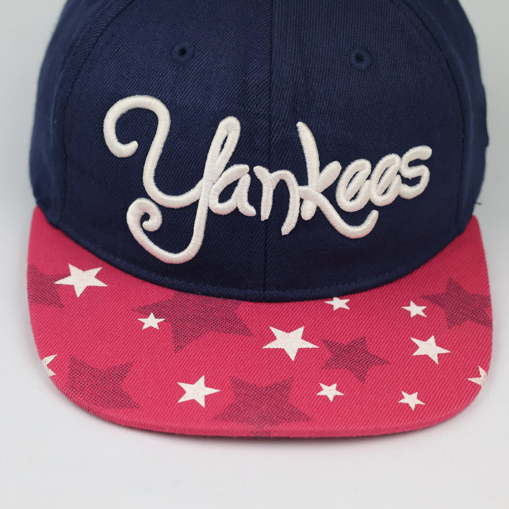 New York Yankees Embroidered Star Brim Cap - Navy Blue/Pink Snapback