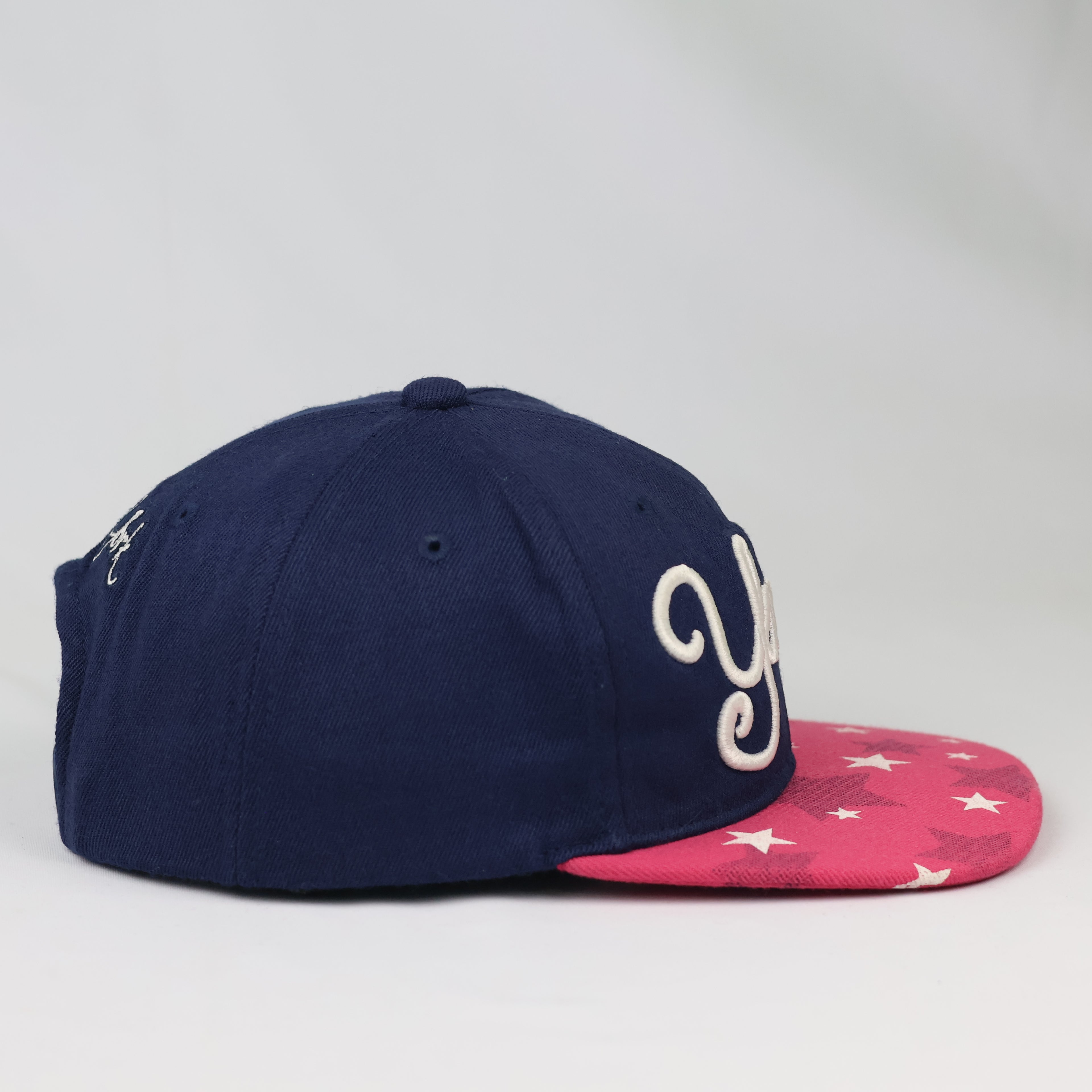 New York Yankees Embroidered Star Brim Cap - Navy Blue/Pink Snapback