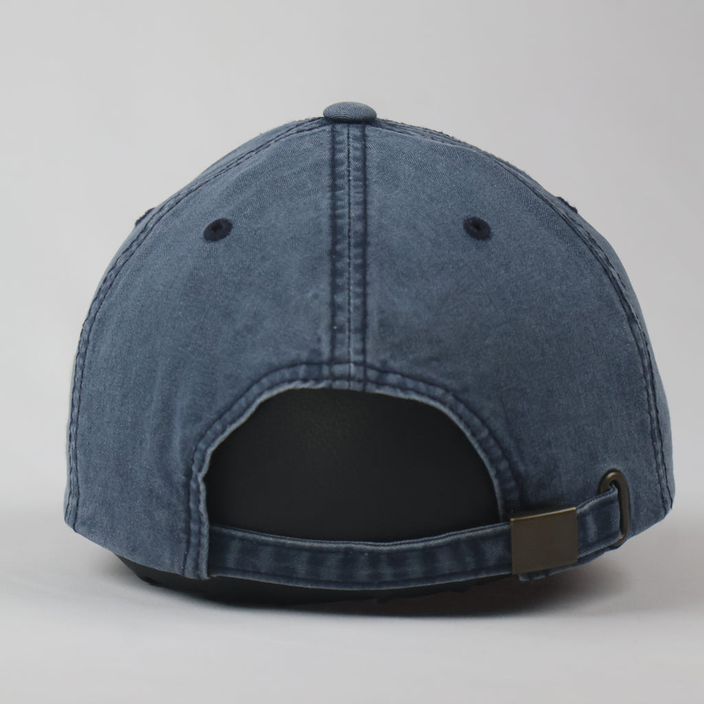 Distressed Navy Blue "California Property of City" Baseball Cap - Vintage Wash Trucker Hat